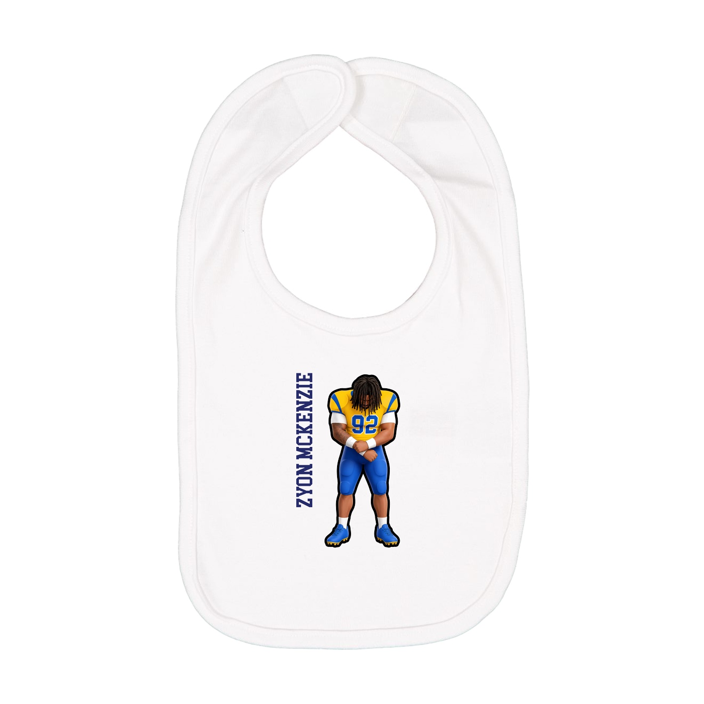 Infant Bib — Name Vertical in White