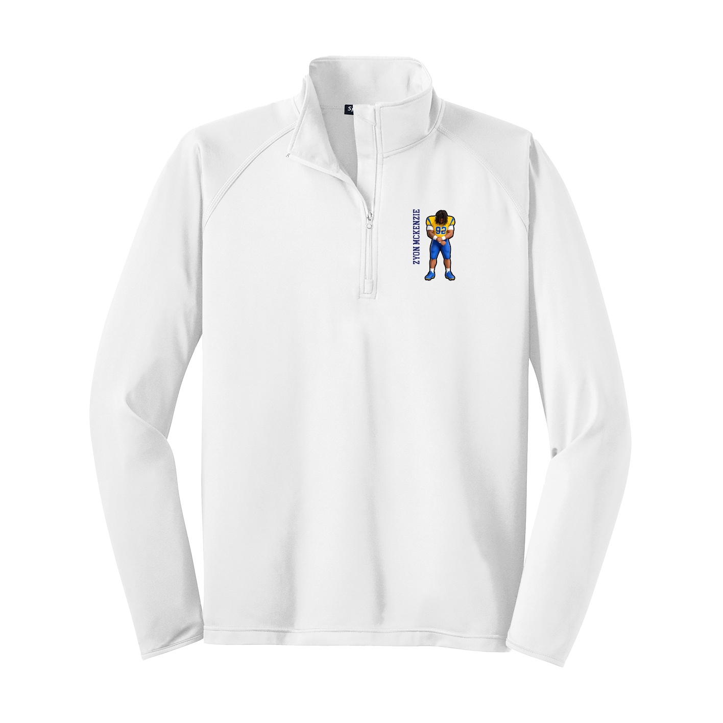 Q-Zip Pullover — Name Vertical in White
