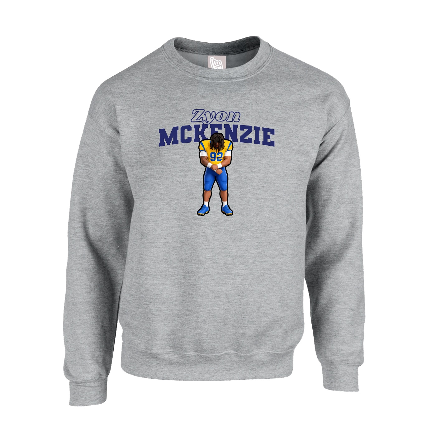 Fleece Crew — Name Arch in Grey