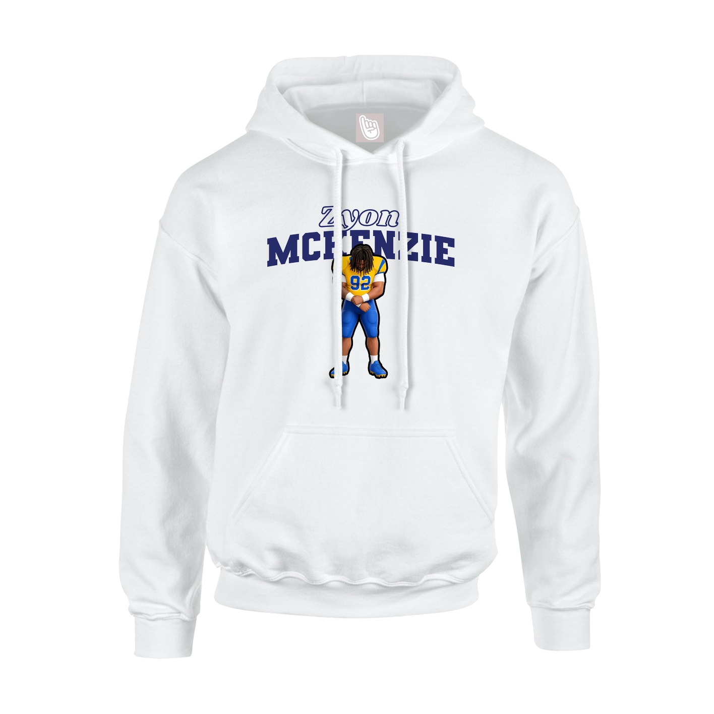 Youth Hoodie — Name Arch in White