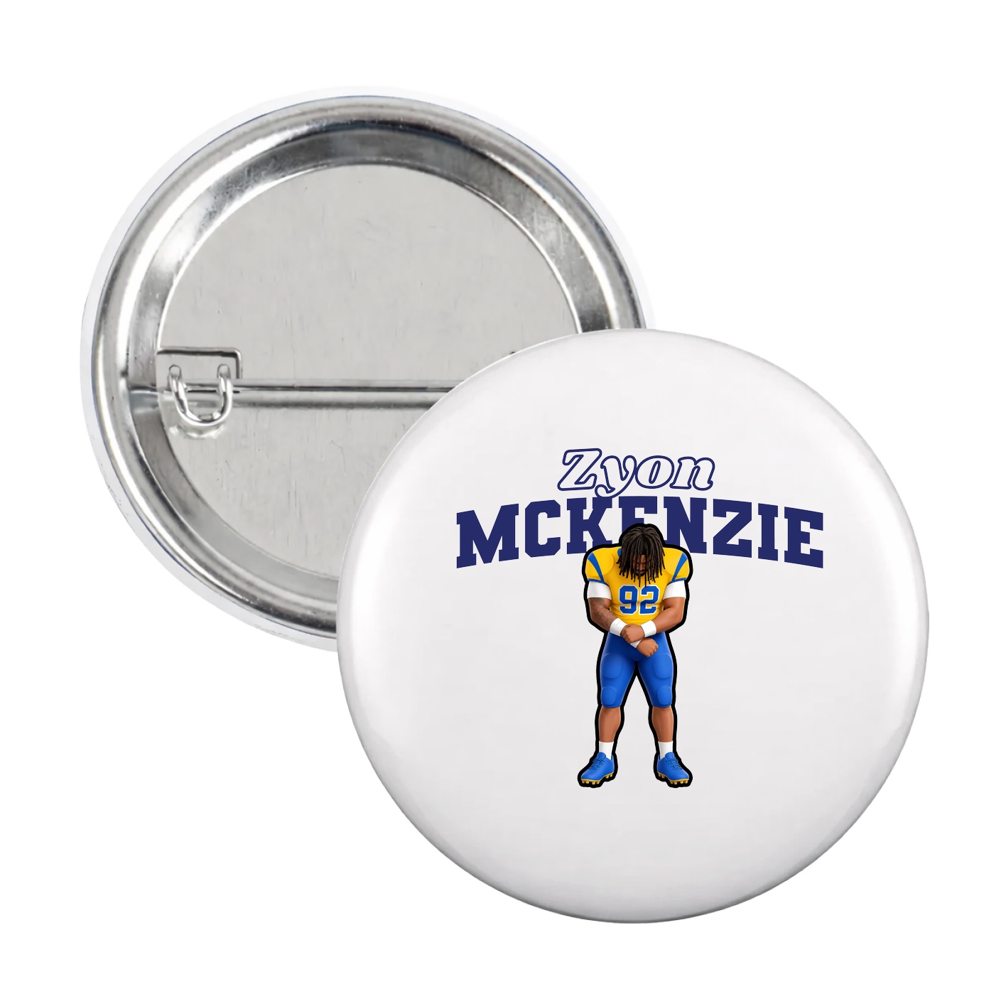 Game Day Button — Name Arch in White