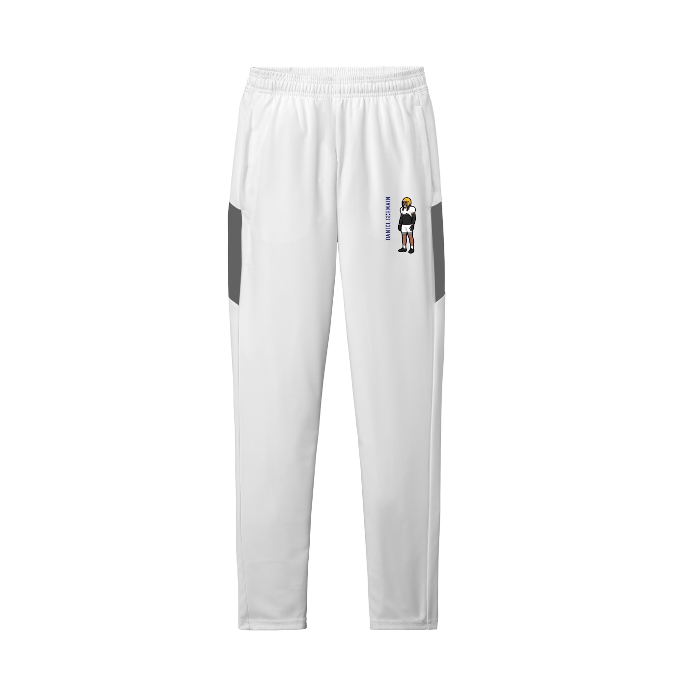 Team Travel Pant — Name Vertical in White/Grey