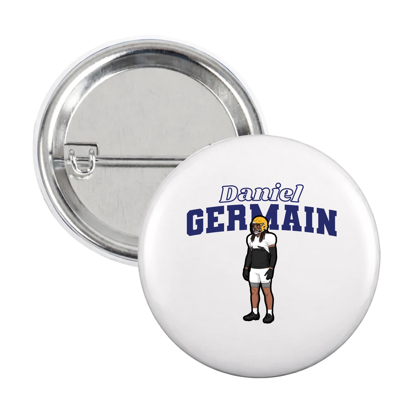 Game Day Button — Name Arch in White