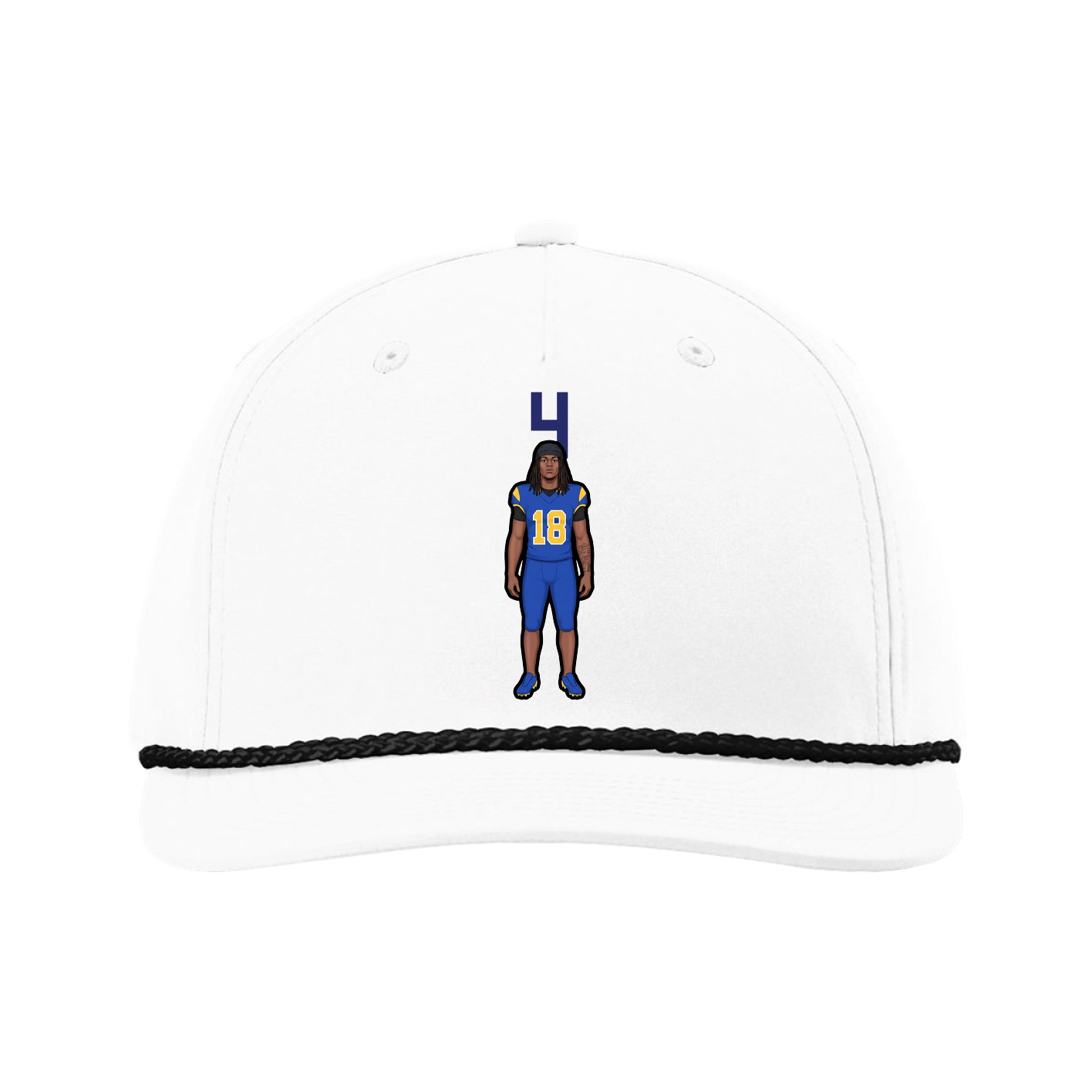 Five-Panel Classic Rope Cap — Number Top in White