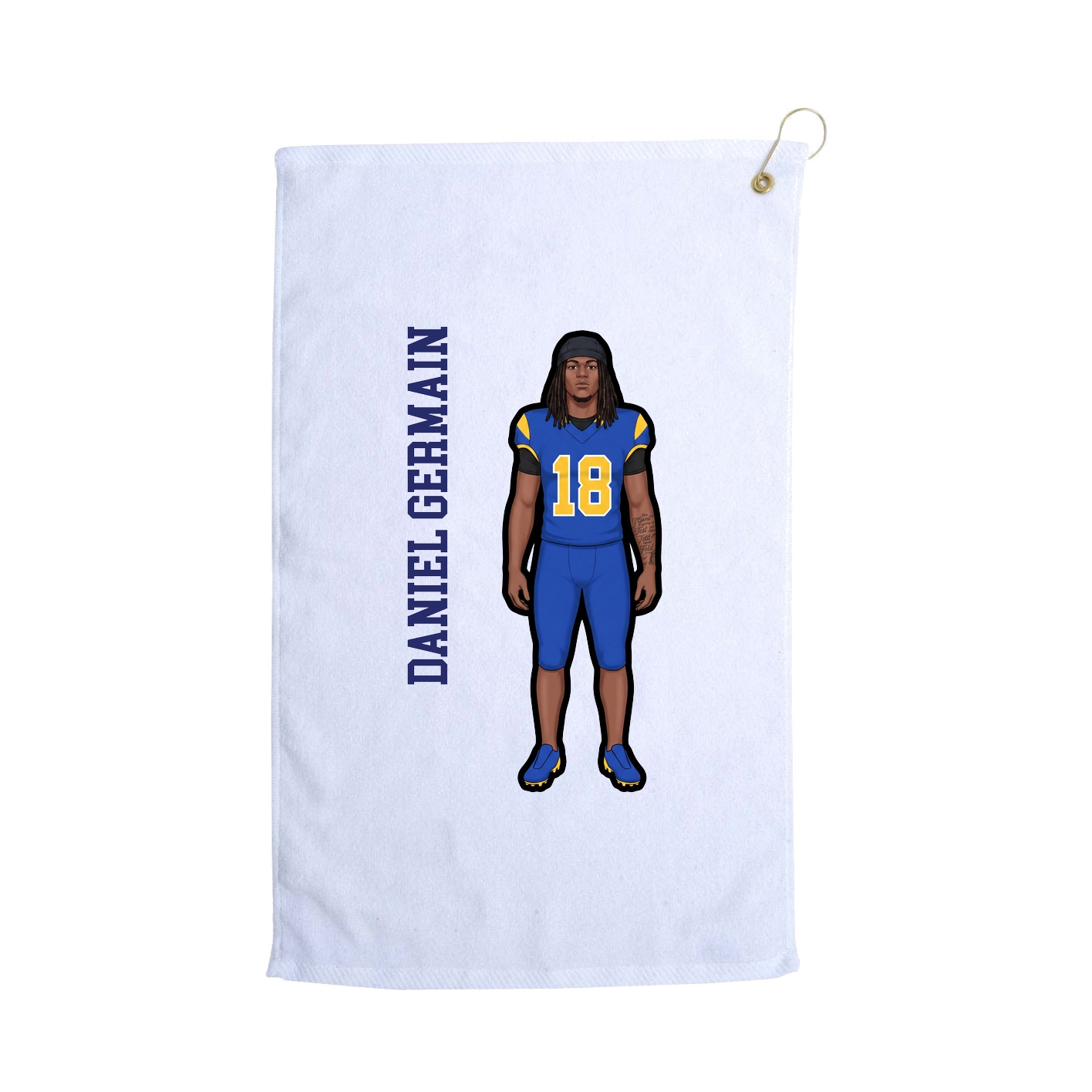 Golf Towel — Name Vertical in White