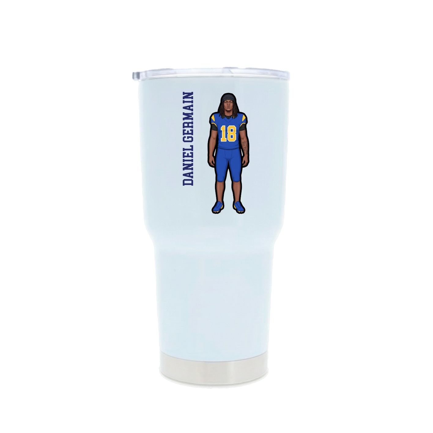 30oz Stainless Steel Tumbler — Name Vertical in White