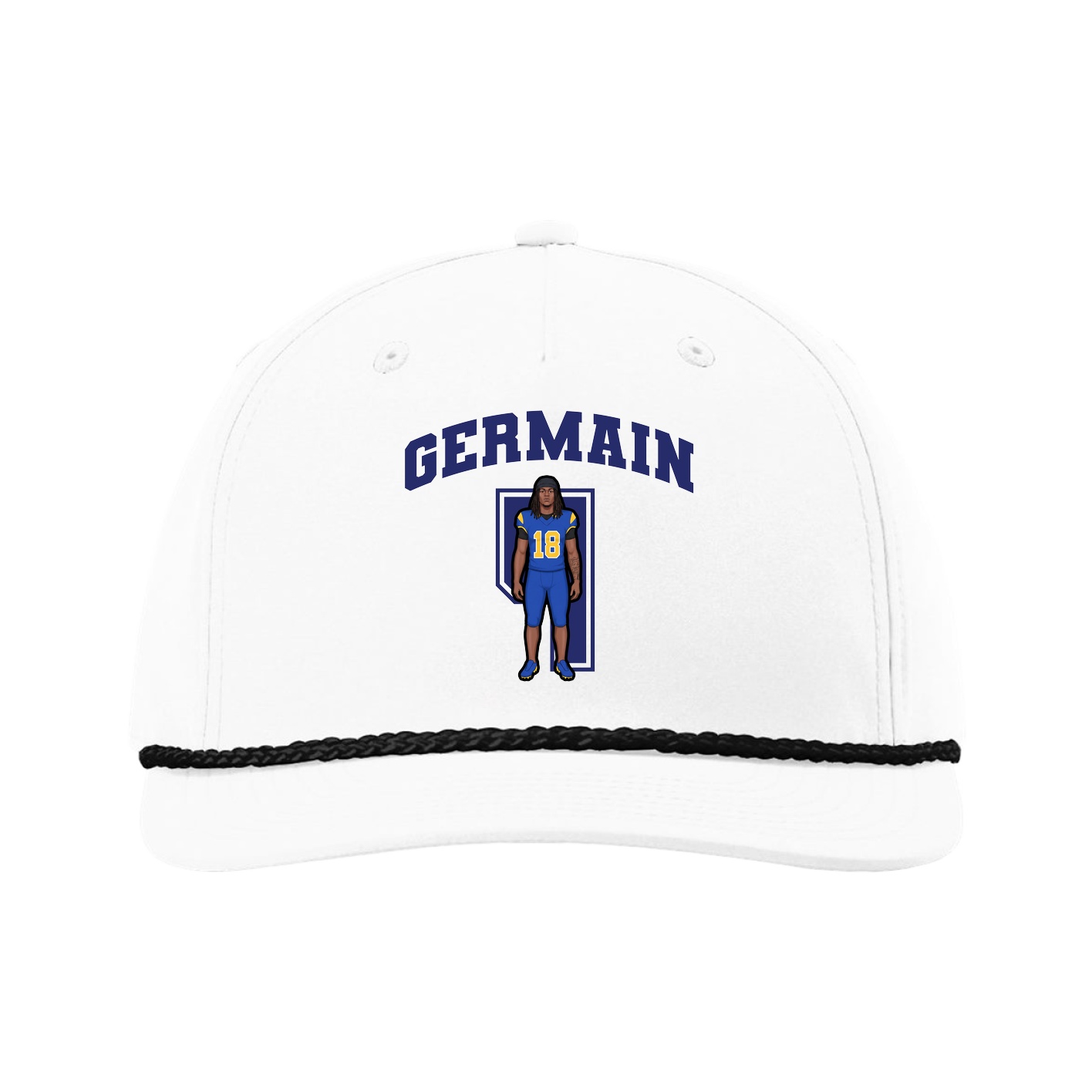 Five-Panel Classic Rope Cap — Number in White