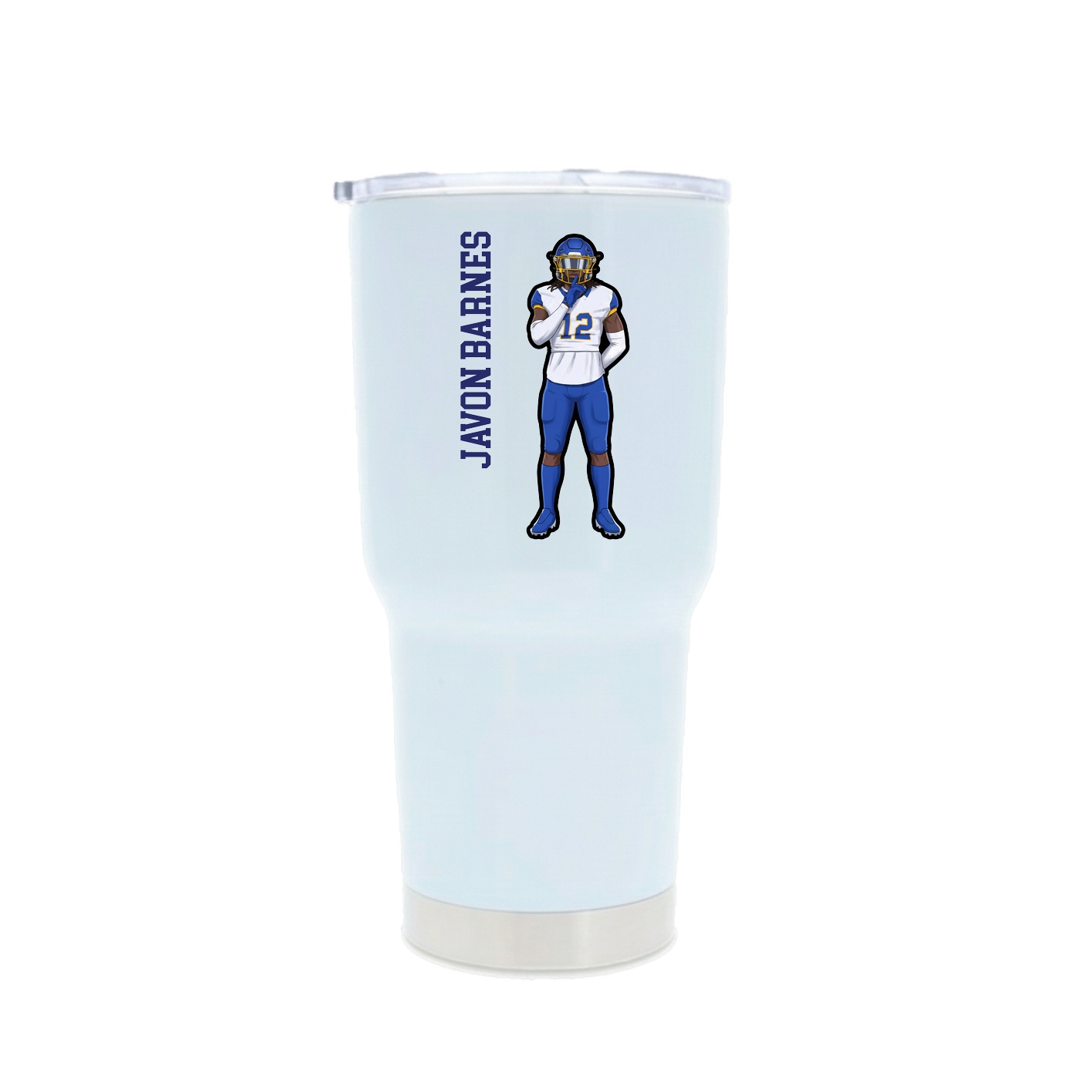 30oz Stainless Steel Tumbler — Name Vertical in White