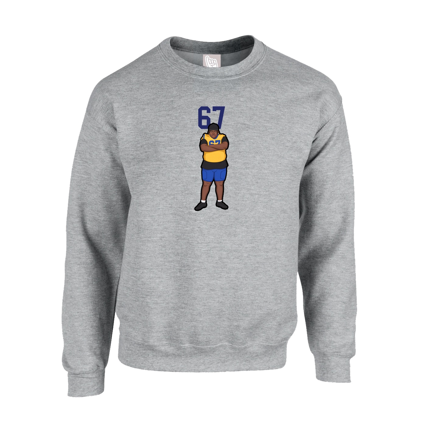 Fleece Crew — Number Top in Grey