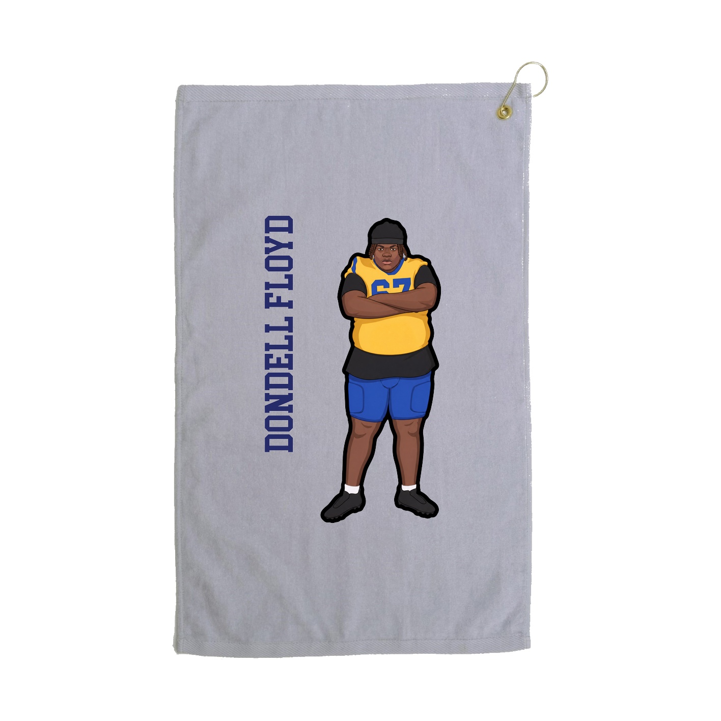 Golf Towel — Name Vertical in Grey