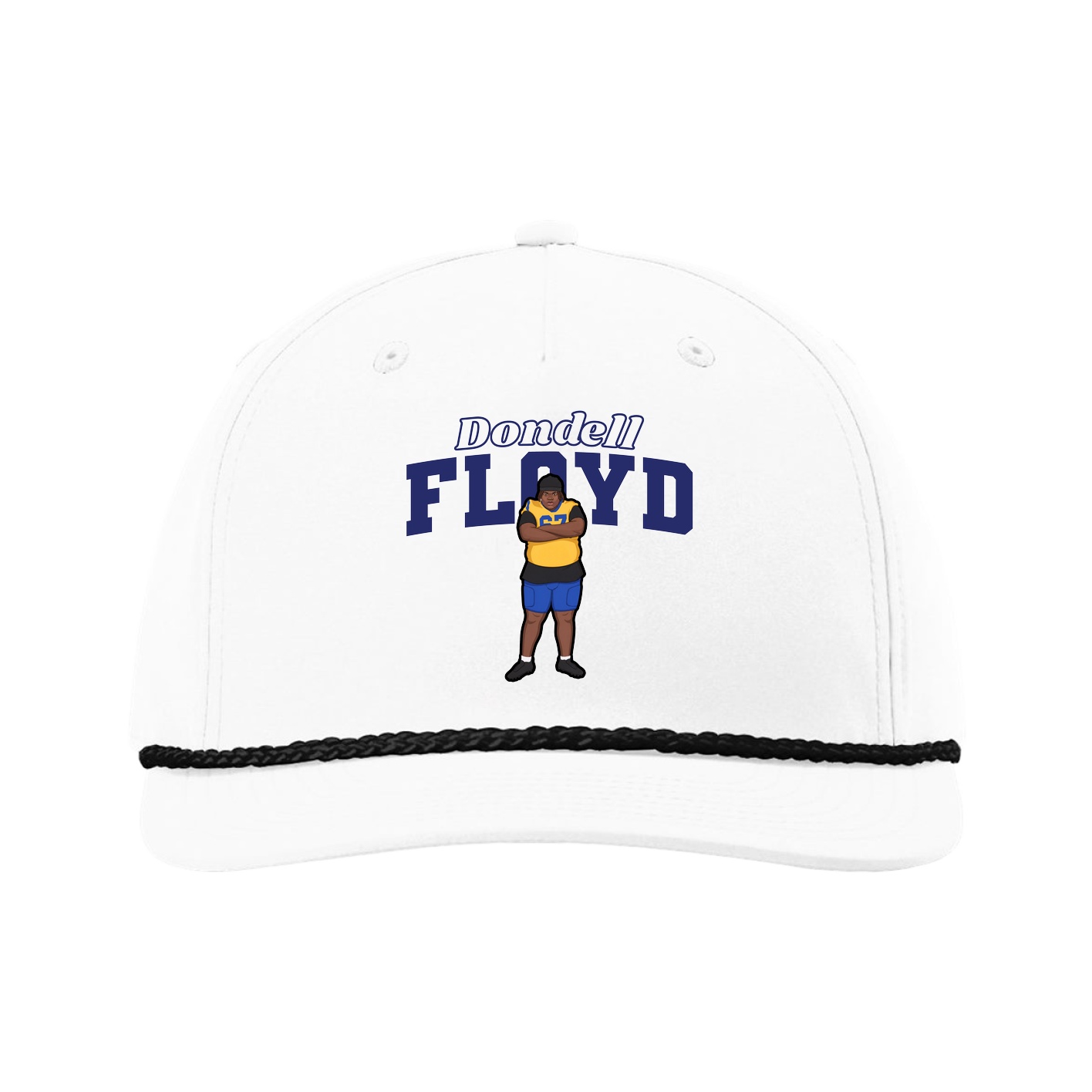 Five-Panel Classic Rope Cap — Name Arch in White
