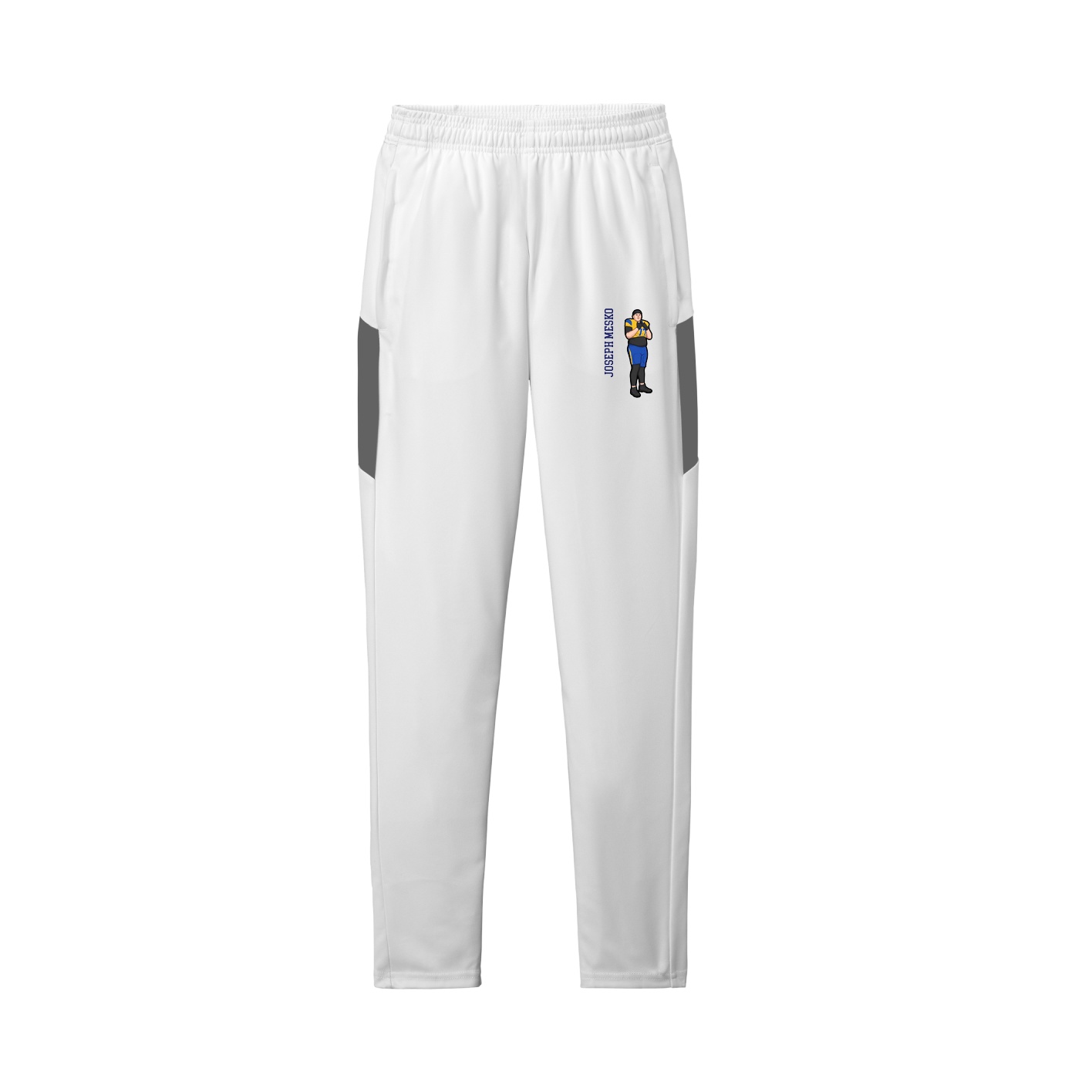Team Travel Pant — Name Vertical in White/Grey