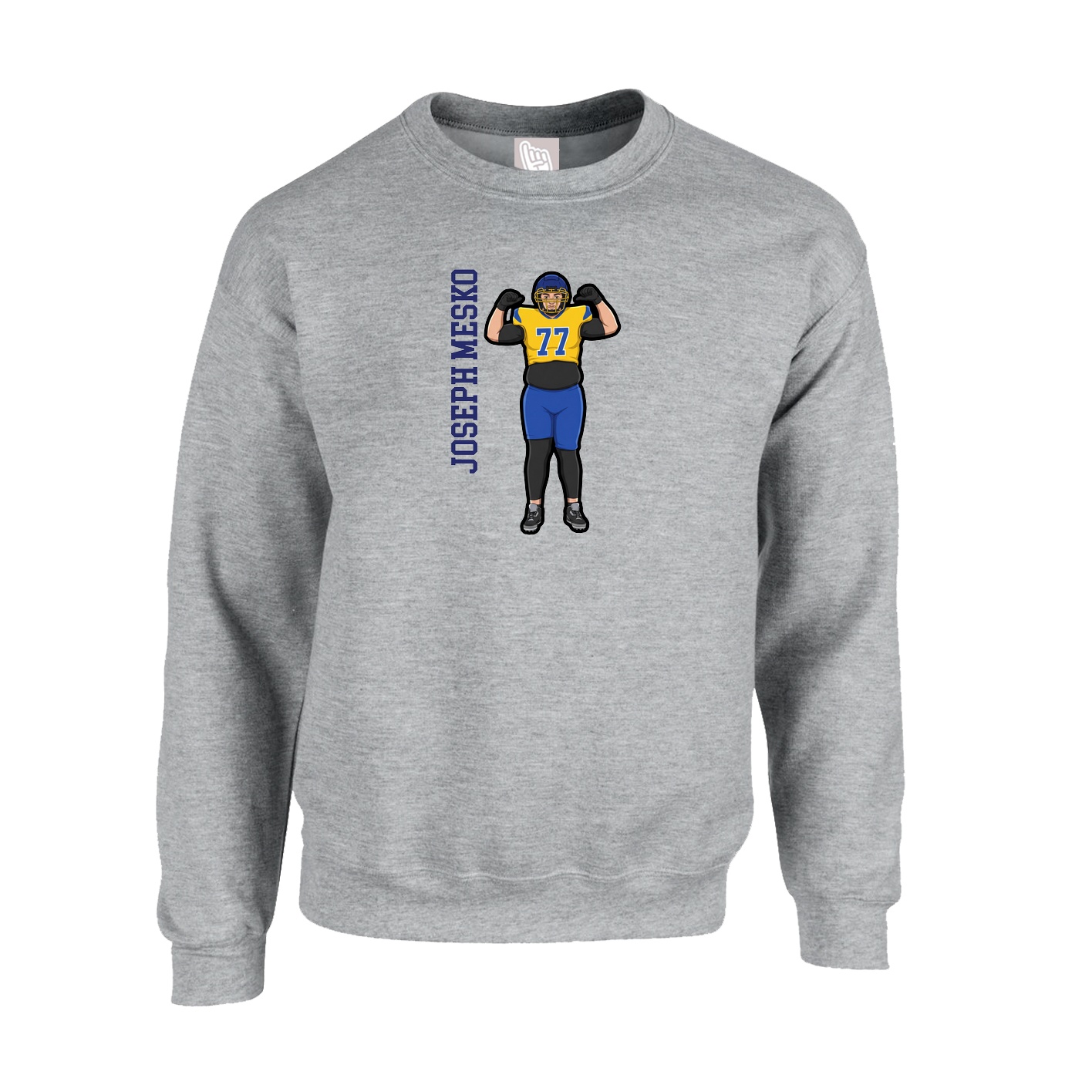 Fleece Crew — Name Vertical in Grey