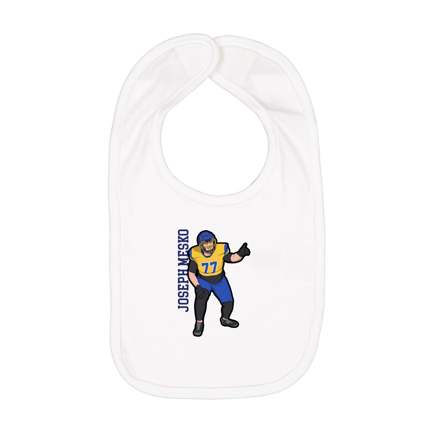 Infant Bib — Name Vertical in White