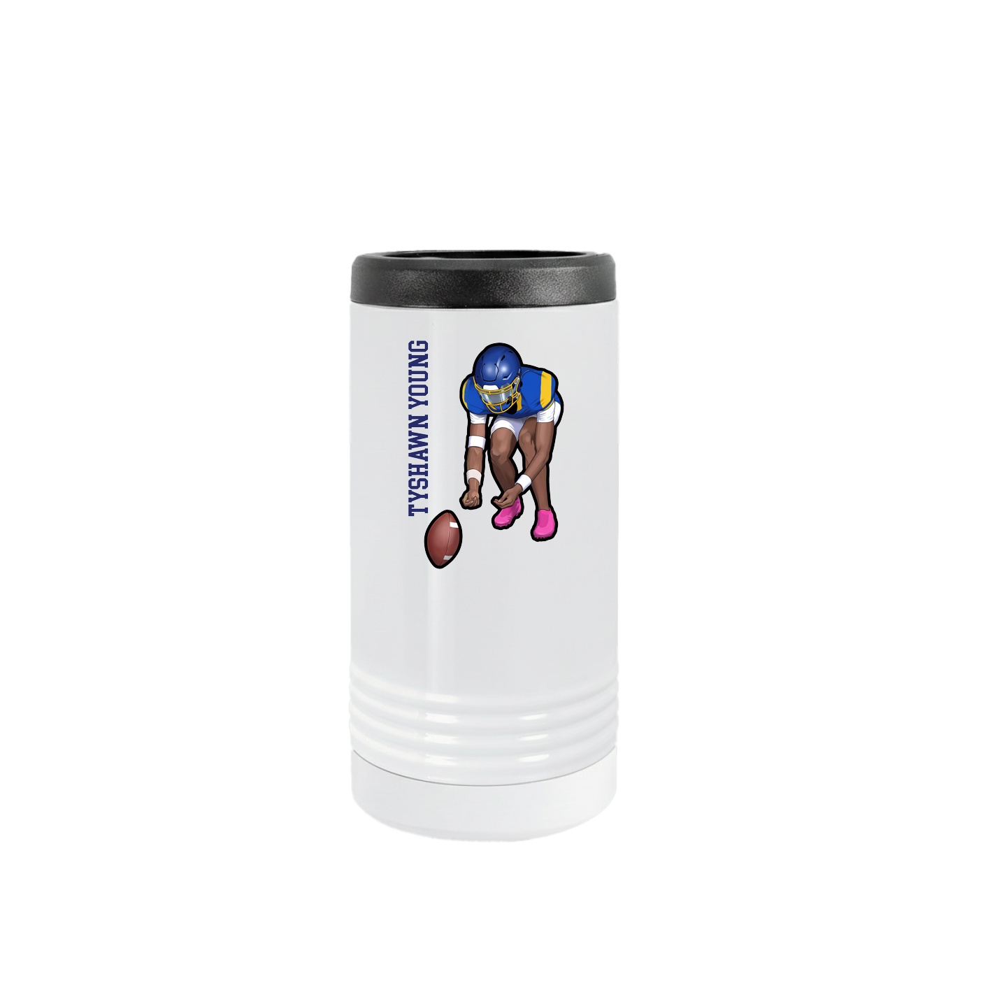 Slim Beverage Holder — Name Vertical in White