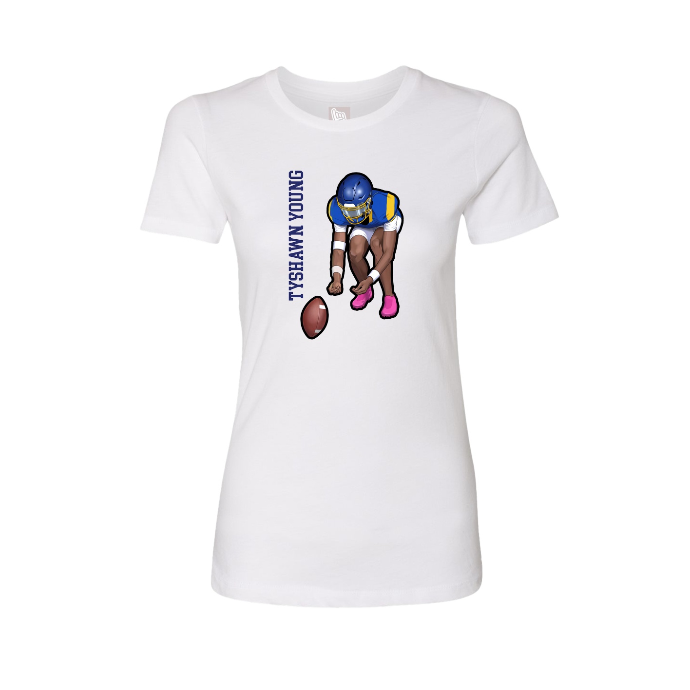 Fitted Women's Tee — Name Vertical in White