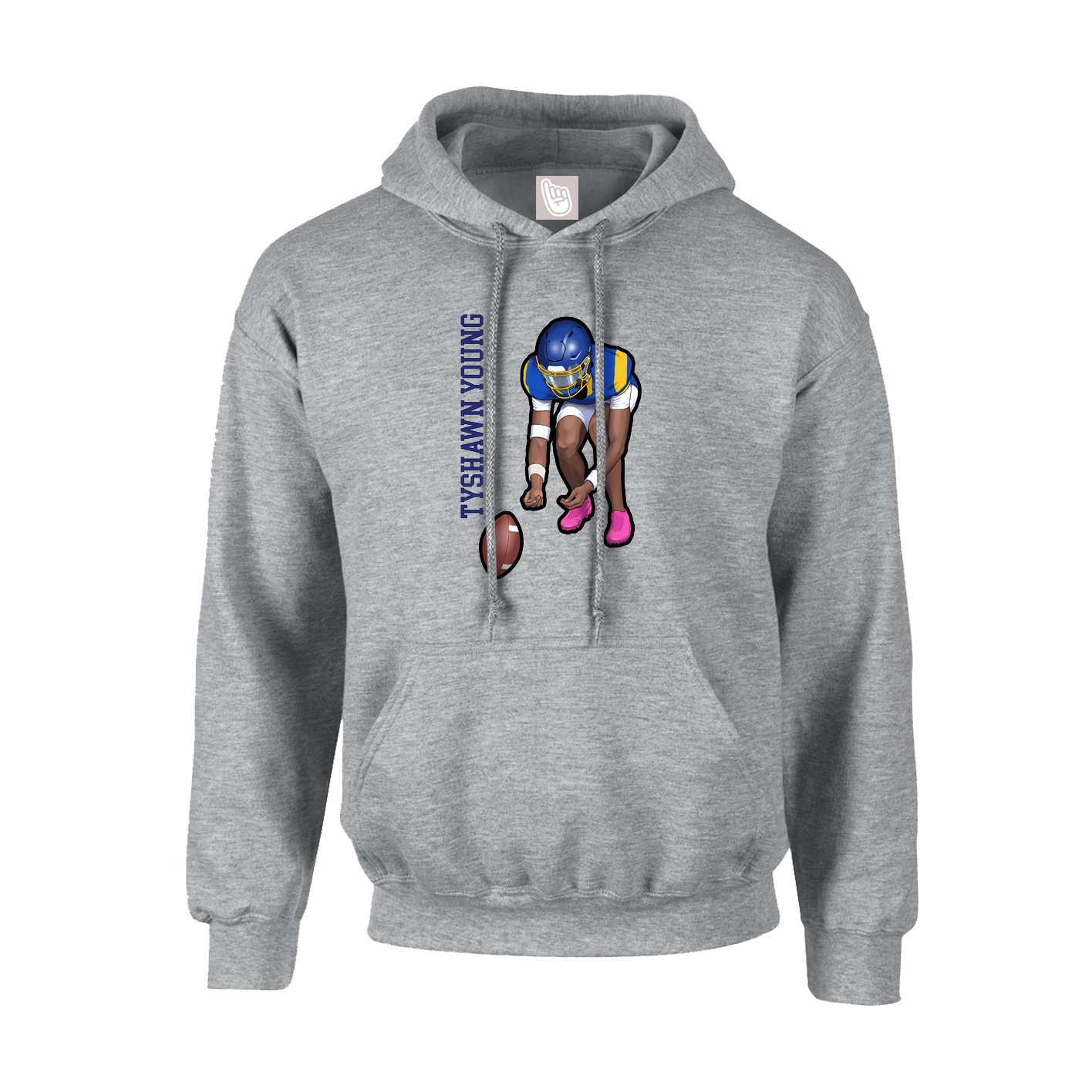 Hoodie — Name Vertical in Grey