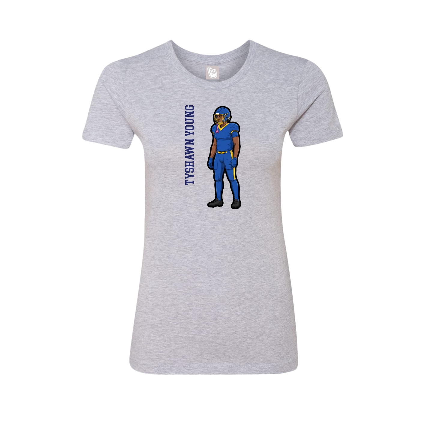 Fitted Women's Tee — Name Vertical in Grey