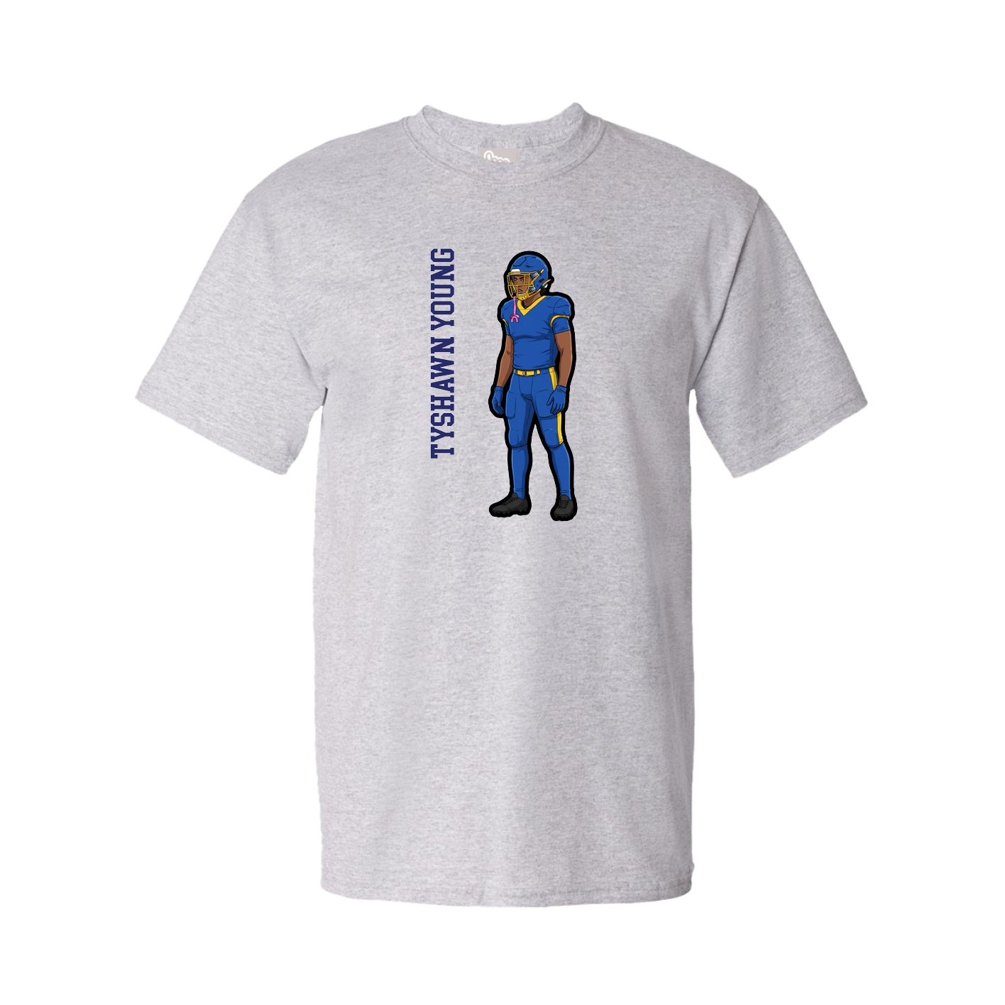 Youth Tee — Name Vertical in Grey
