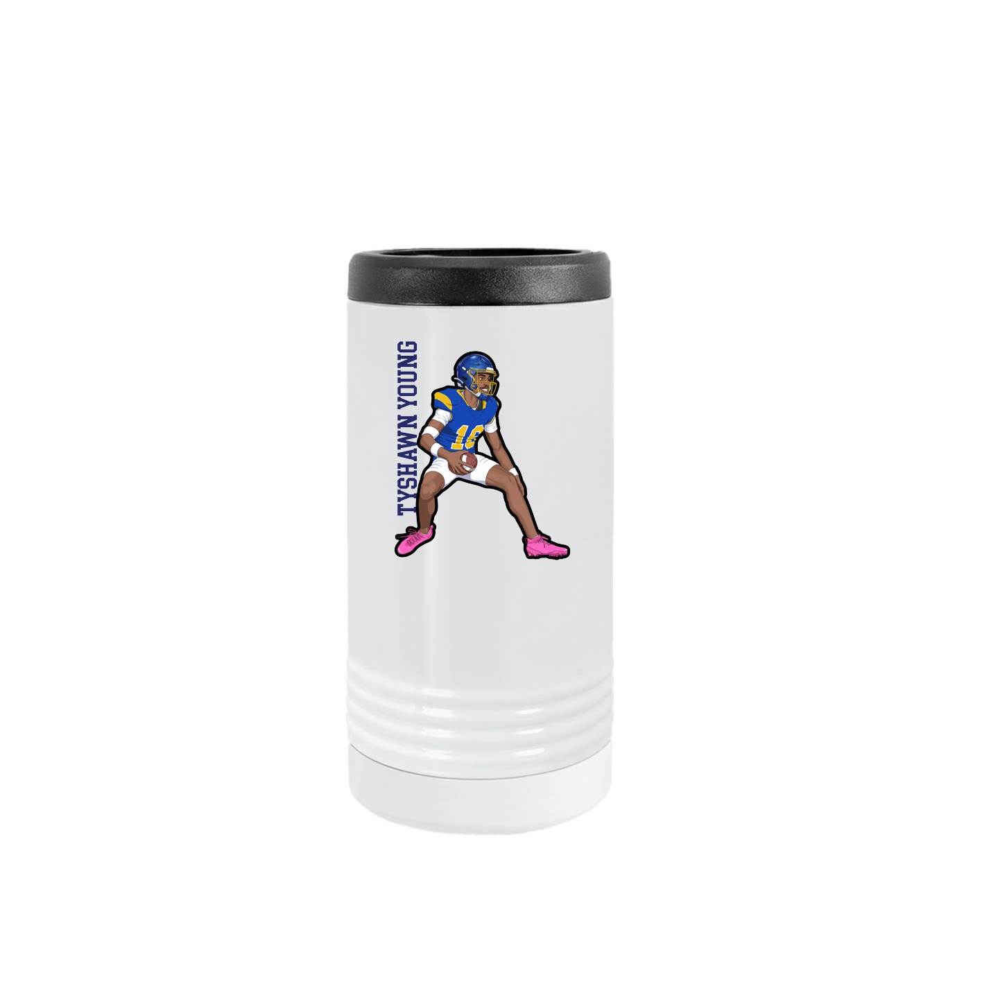 Slim Beverage Holder — Name Vertical in White