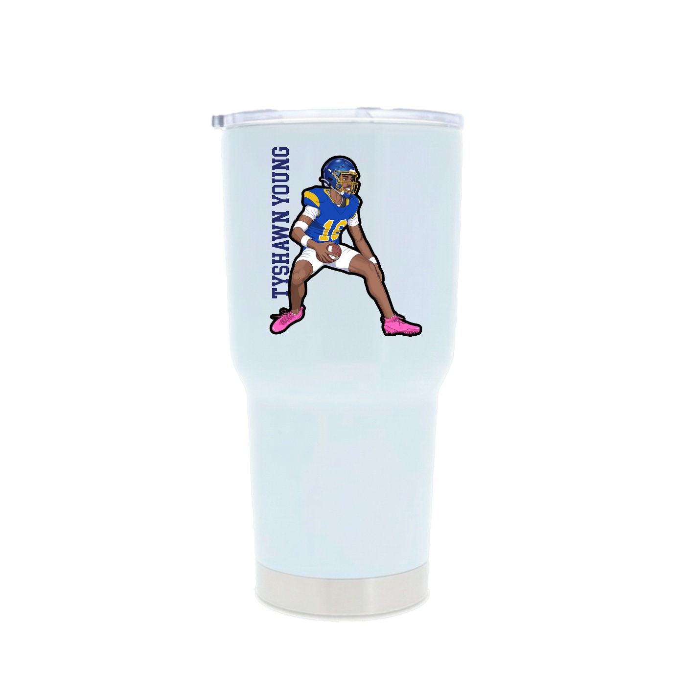 30oz Stainless Steel Tumbler — Name Vertical in White