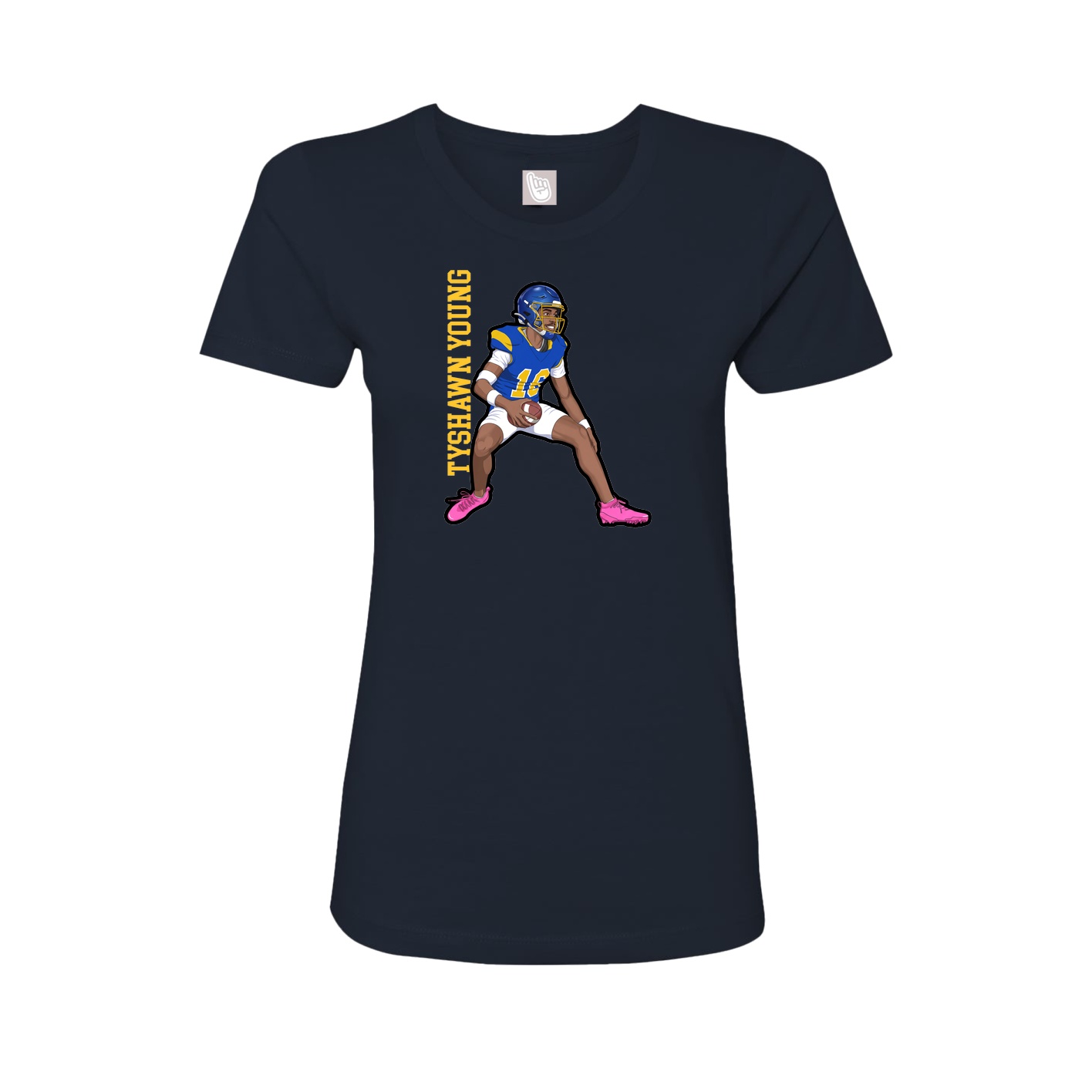 Fitted Women's Tee — Name Vertical in Navy