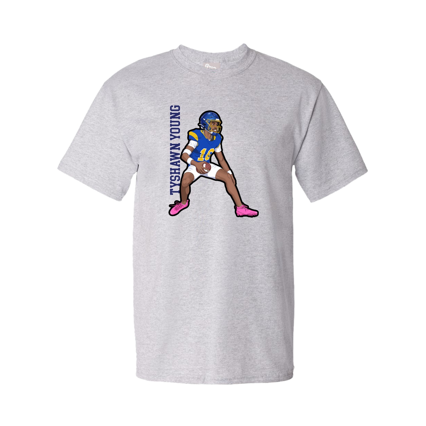 Youth Tee — Name Vertical in Grey