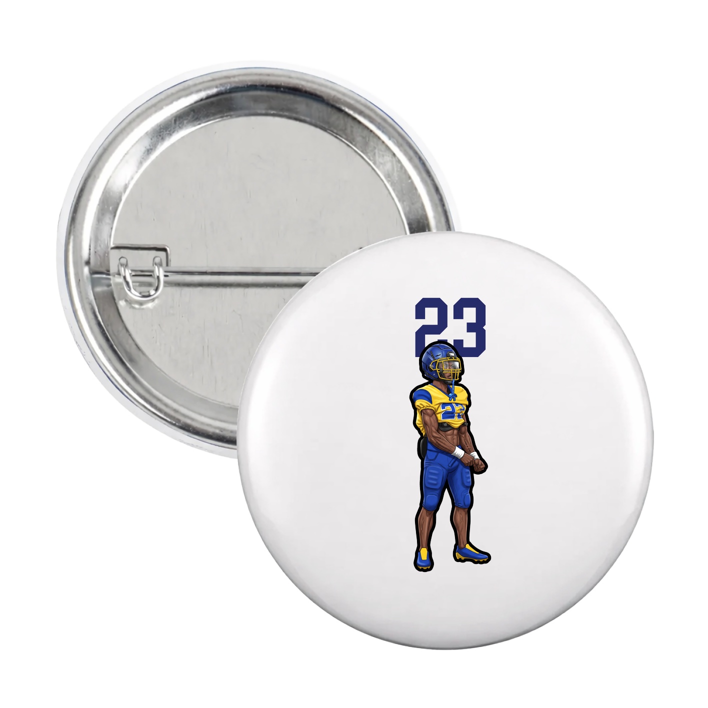 Game Day Button — Number Top in White
