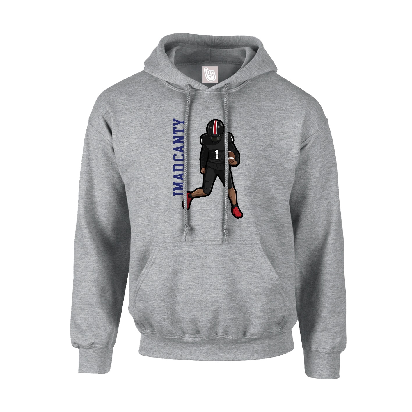 Hoodie — Name Vertical in Grey