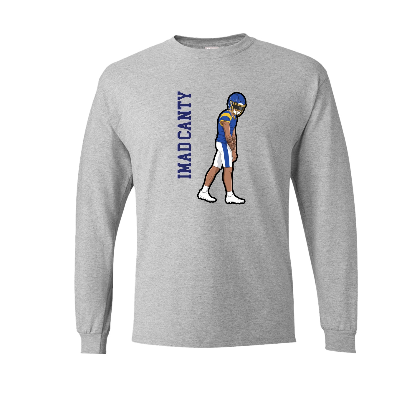 Long Sleeve Tee — Name Vertical in Grey