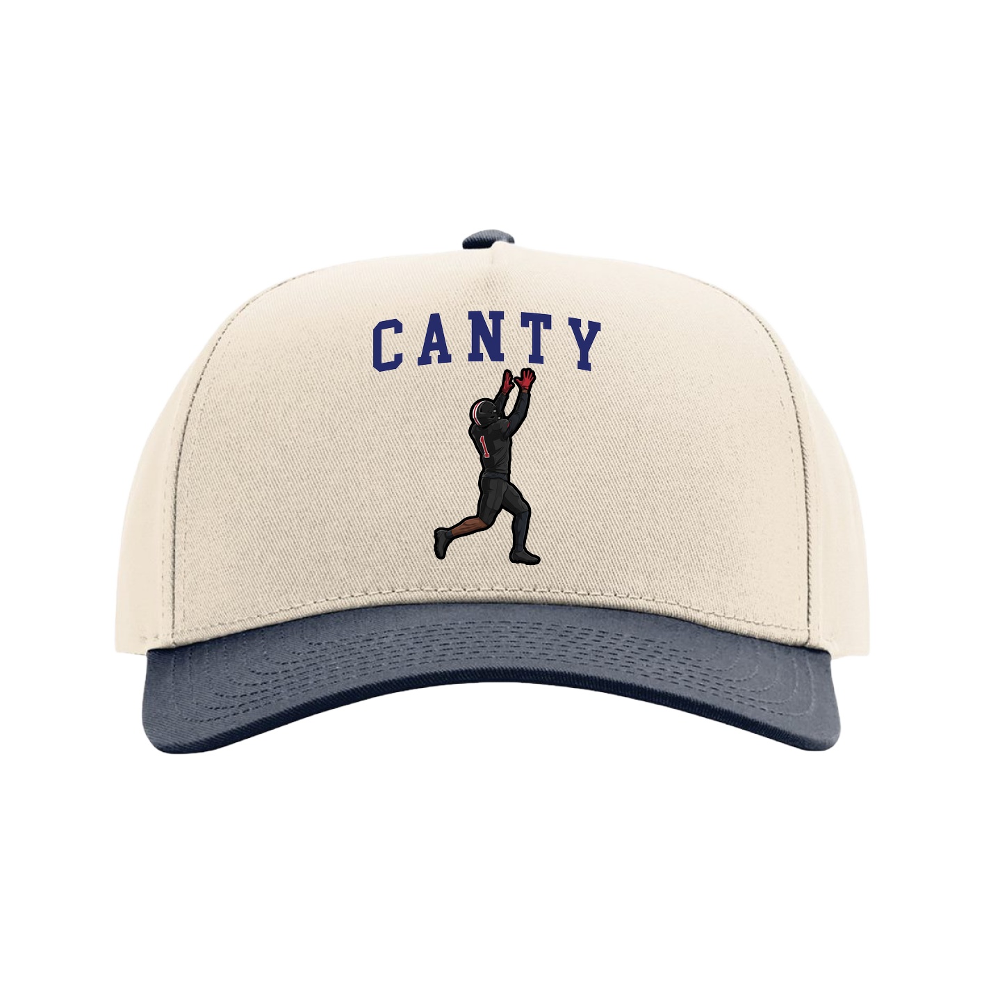 Full Fabric Five-Panel Champ Cap — Shirsey in Cream/Navy