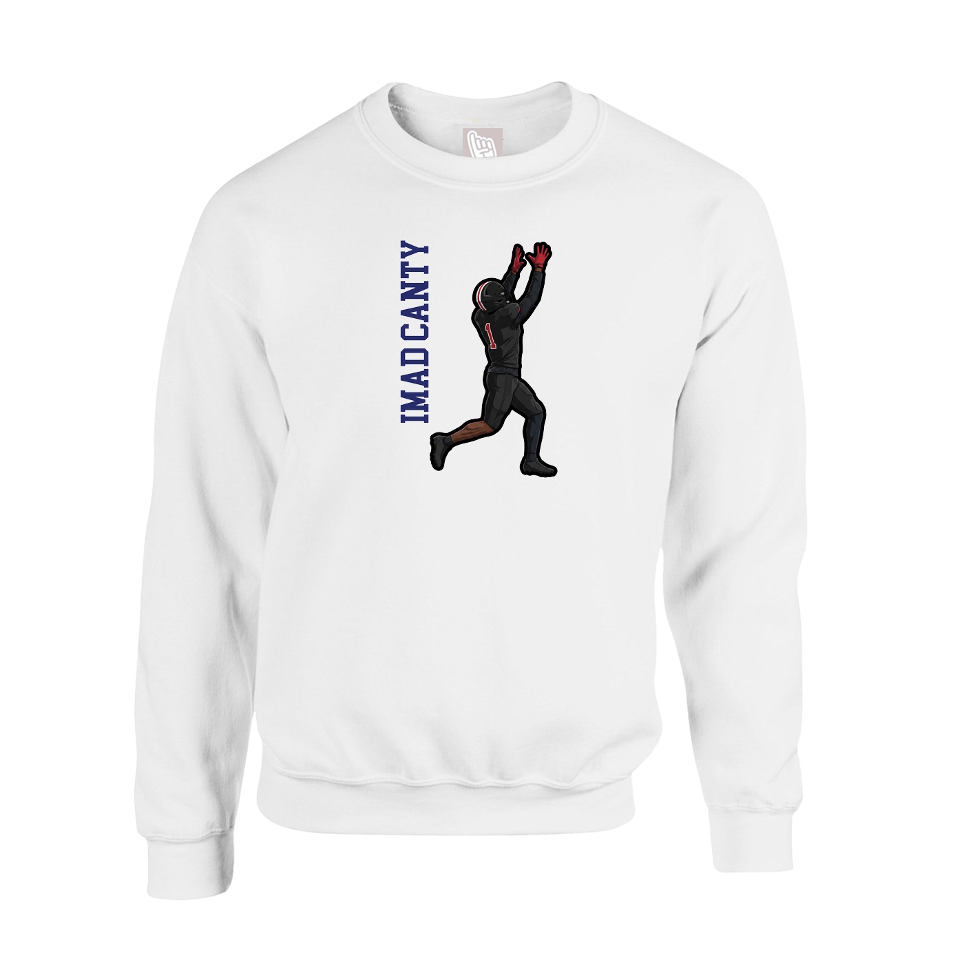 Fleece Crew — Name Vertical in White