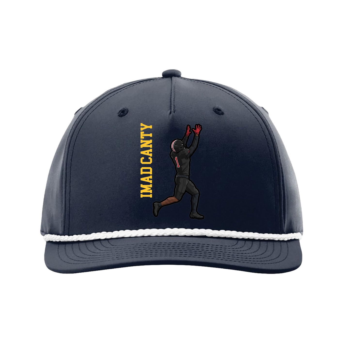 Five-Panel Classic Rope Cap — Name Vertical in Navy