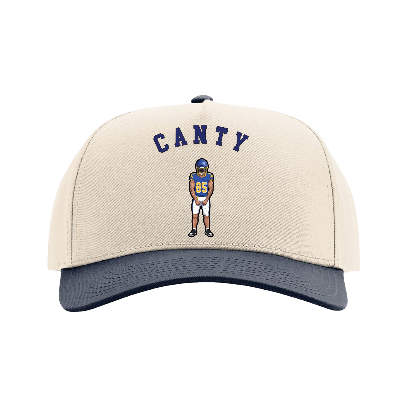 Full Fabric Five-Panel Champ Cap — Shirsey Arch in Cream/Navy
