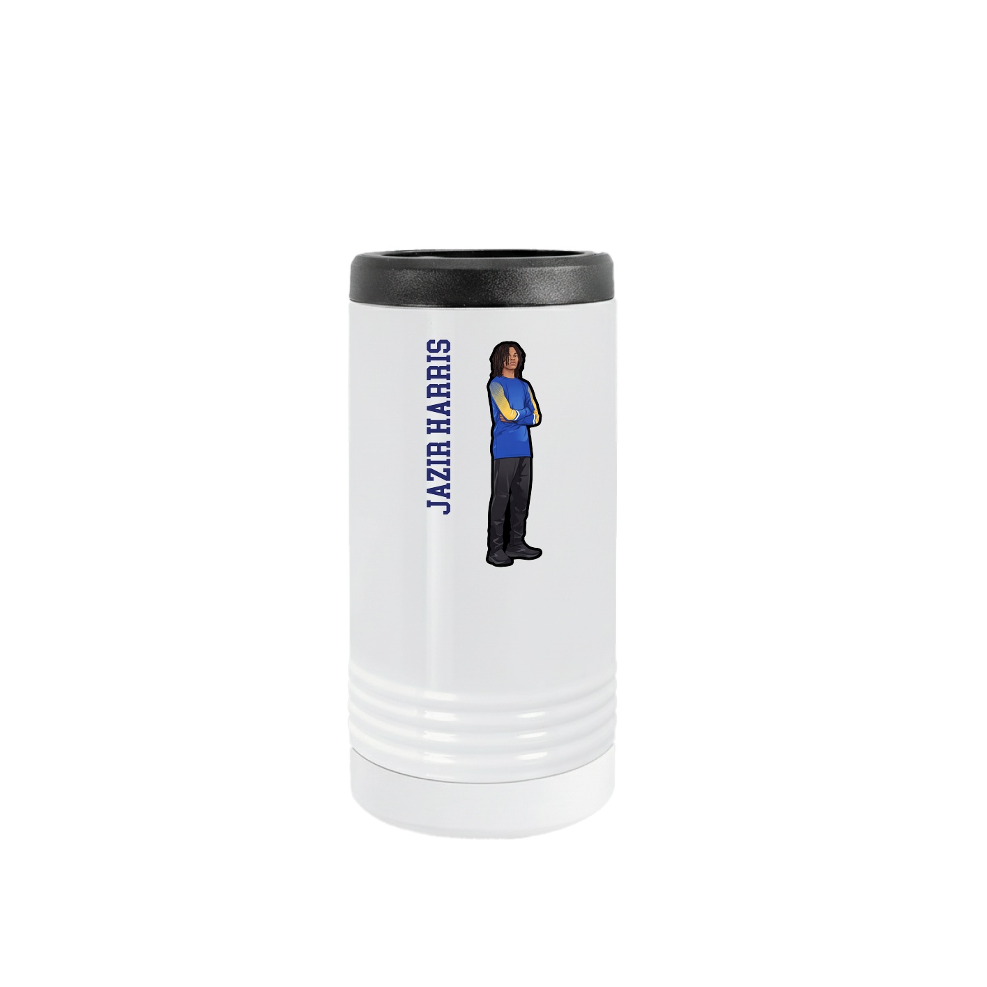 Slim Beverage Holder — Name Vertical in White