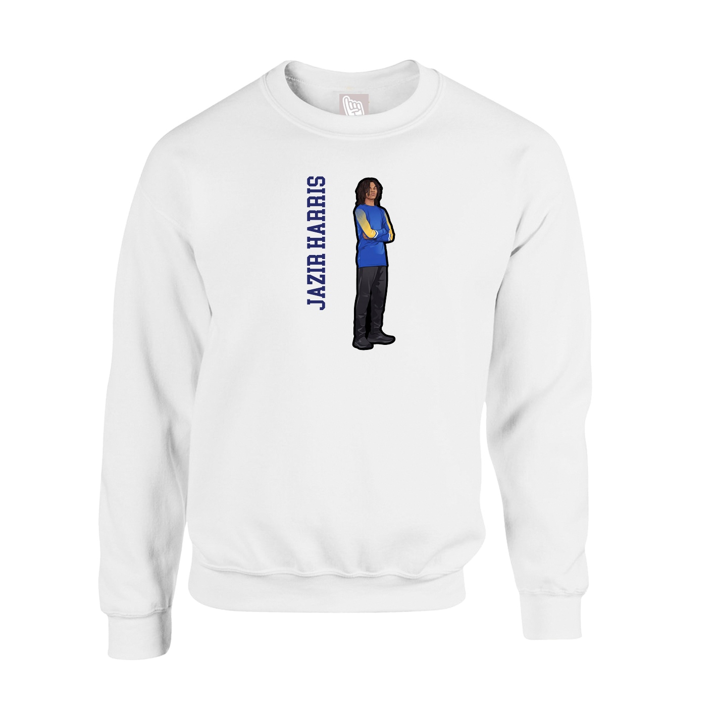 Fleece Crew — Name Vertical in White