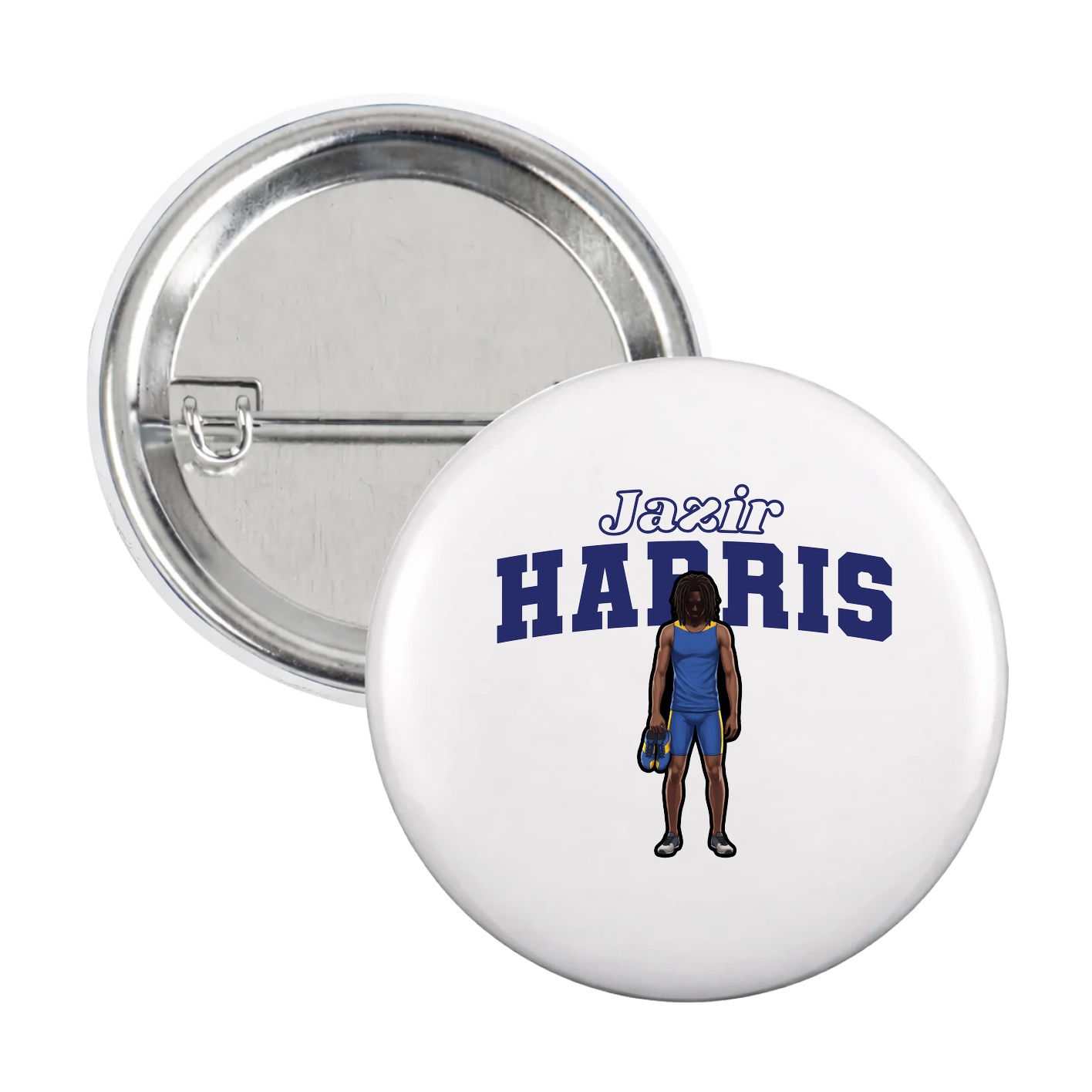 Game Day Button — Name Arch in White