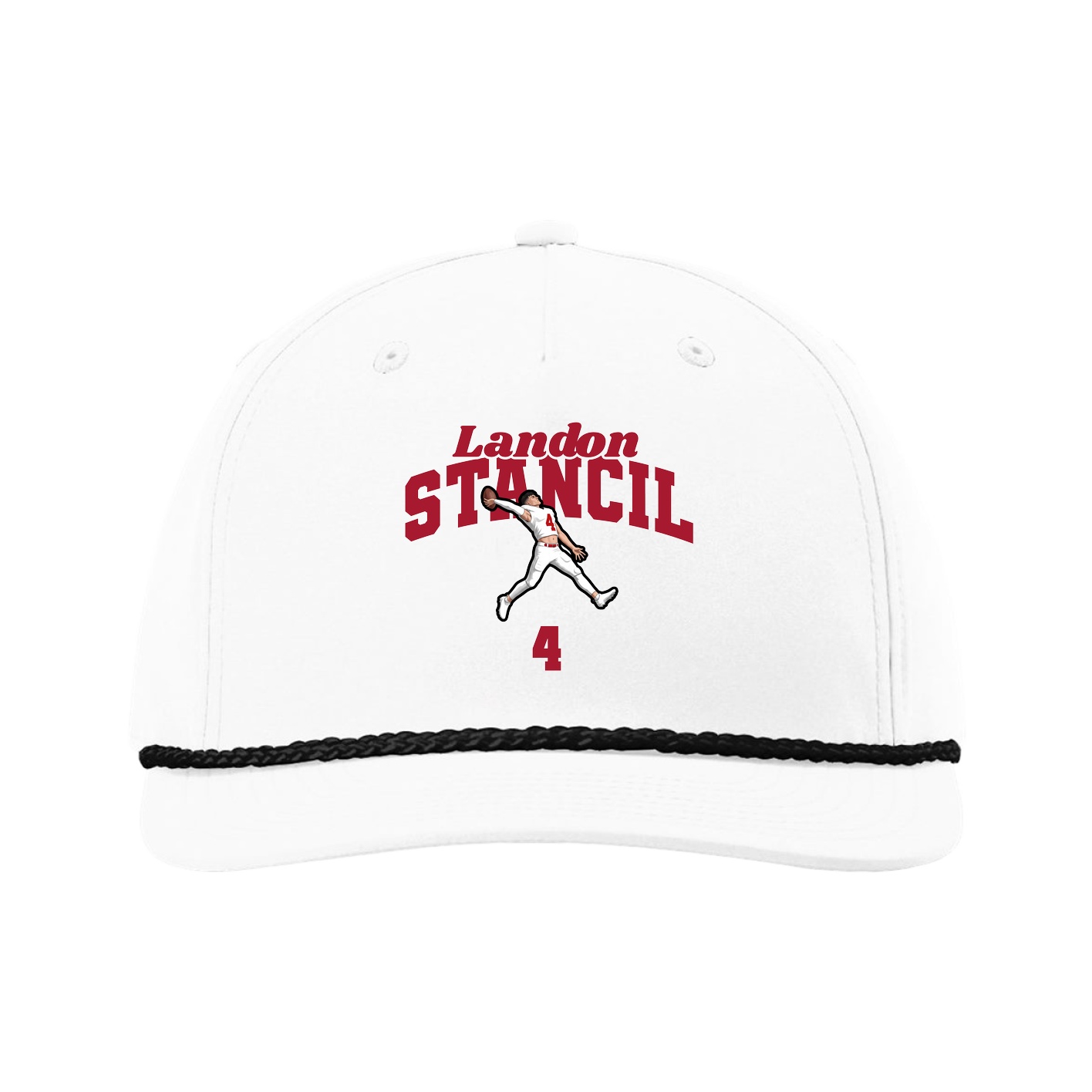 Five-Panel Classic Rope Cap — Signature Arch in White