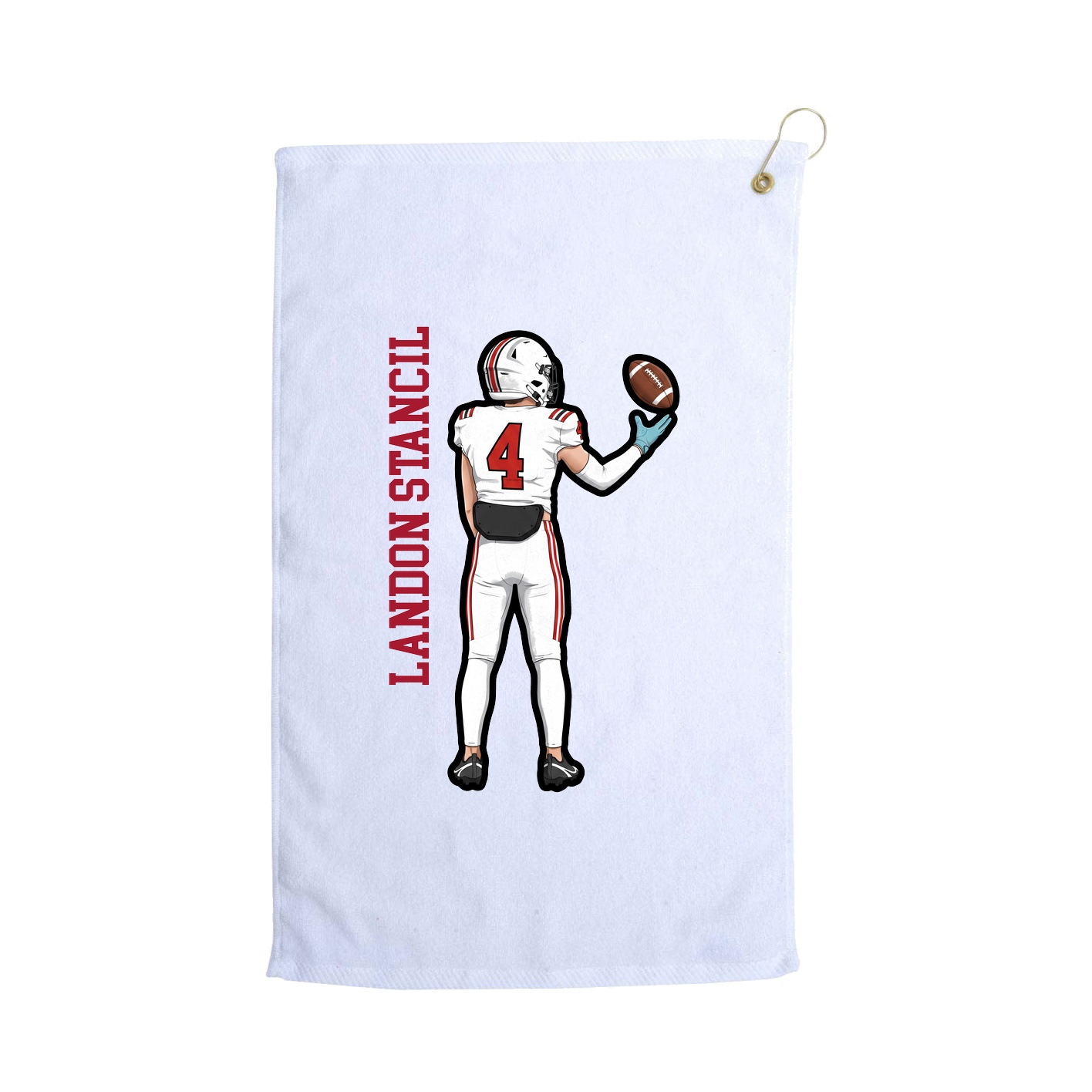 Golf Towel — Name Vertical in White