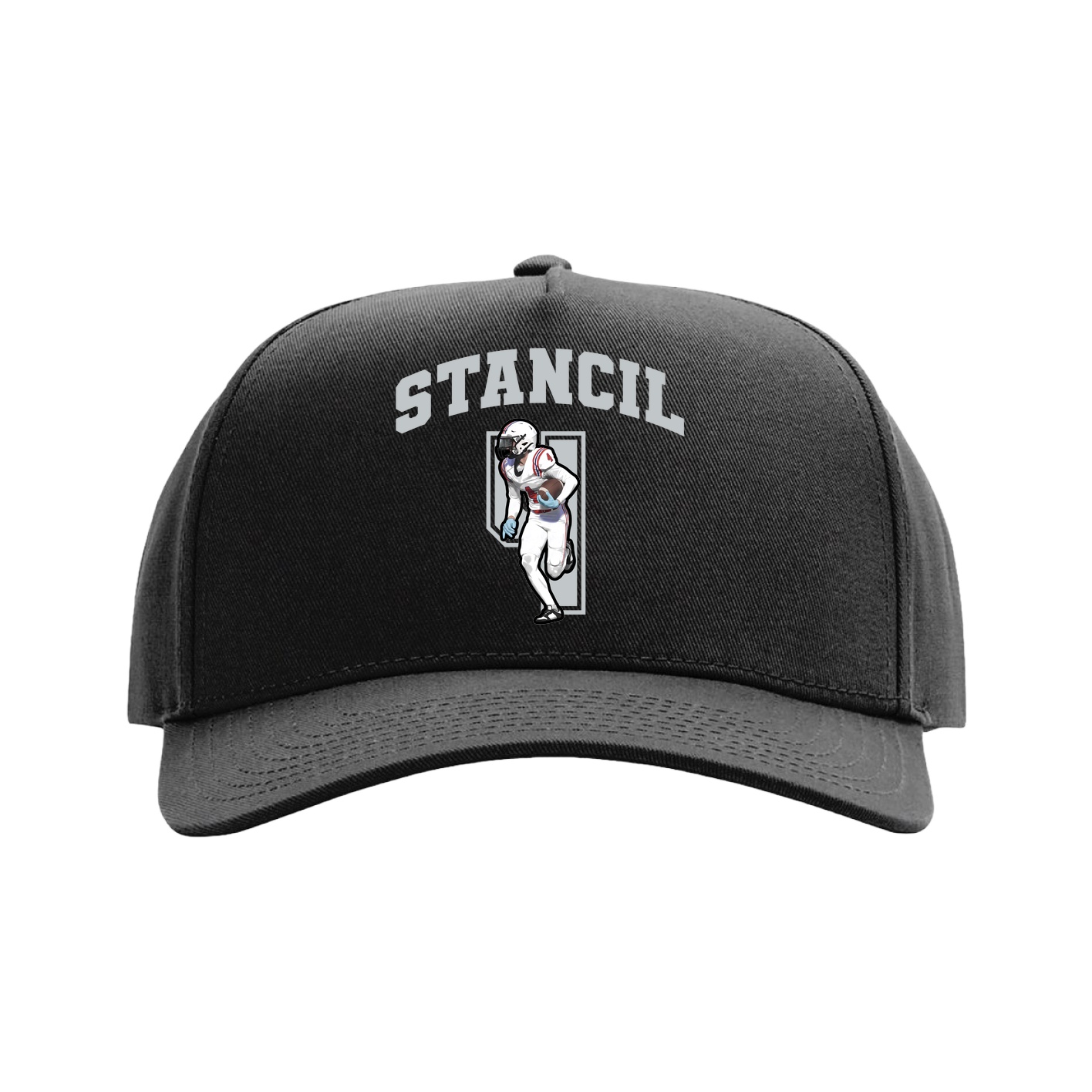 Full Fabric Five-Panel Champ Cap — Number in Black