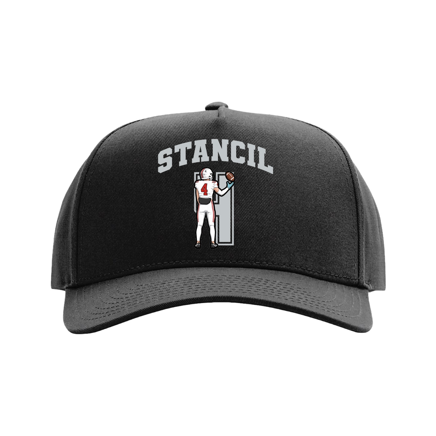 Full Fabric Five-Panel Champ Cap — Number in Black