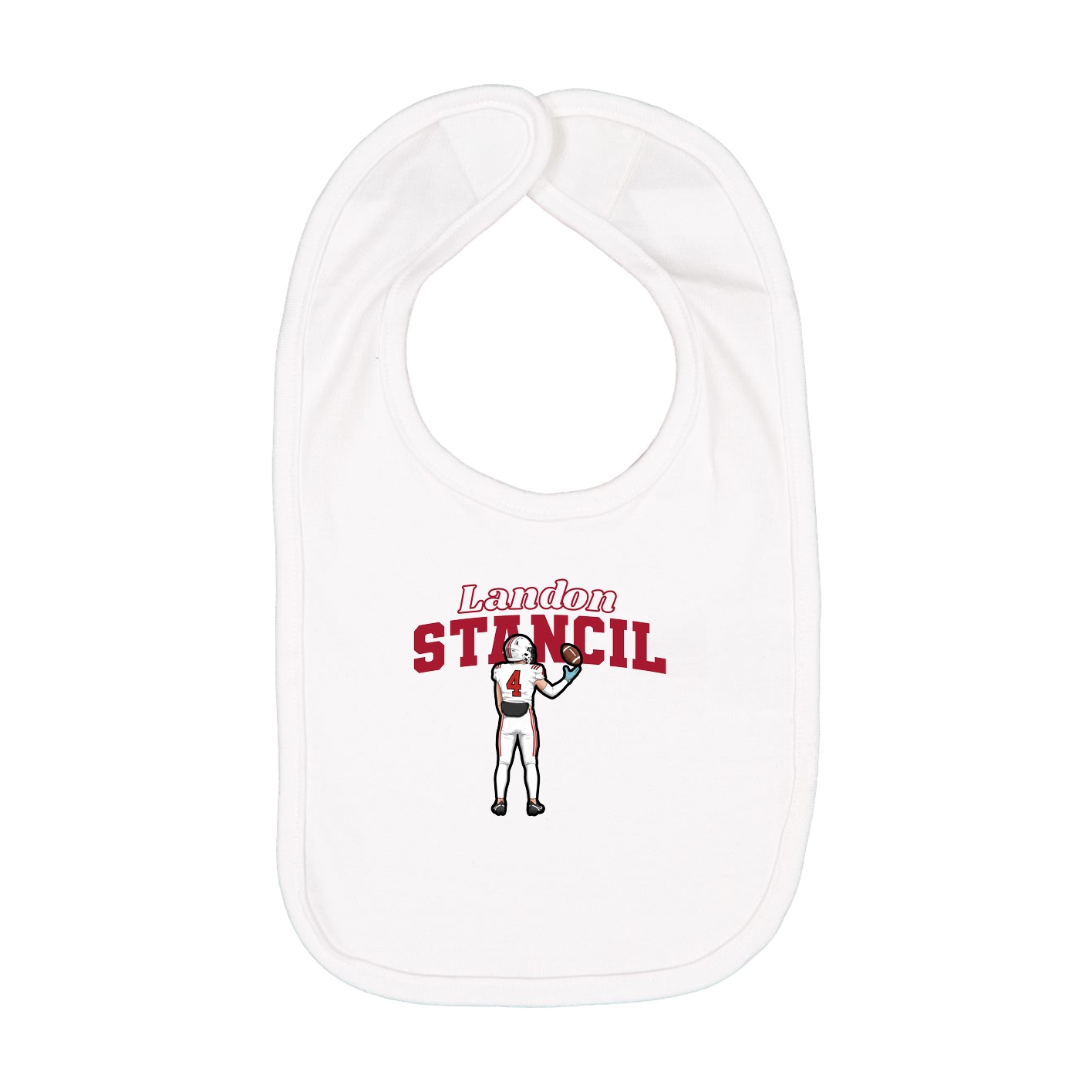 Infant Bib — Name Arch in White