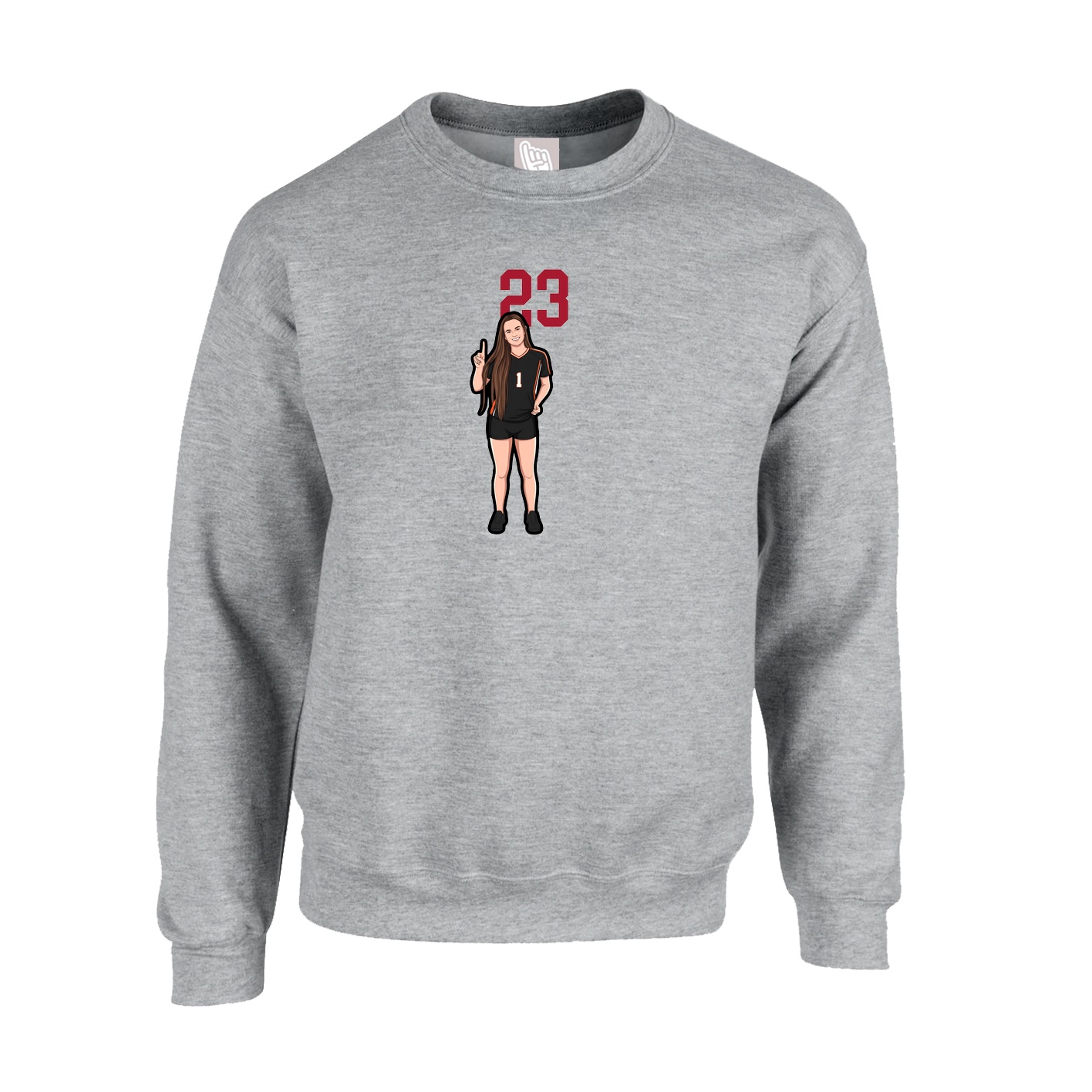 Fleece Crew — Number Top in Grey
