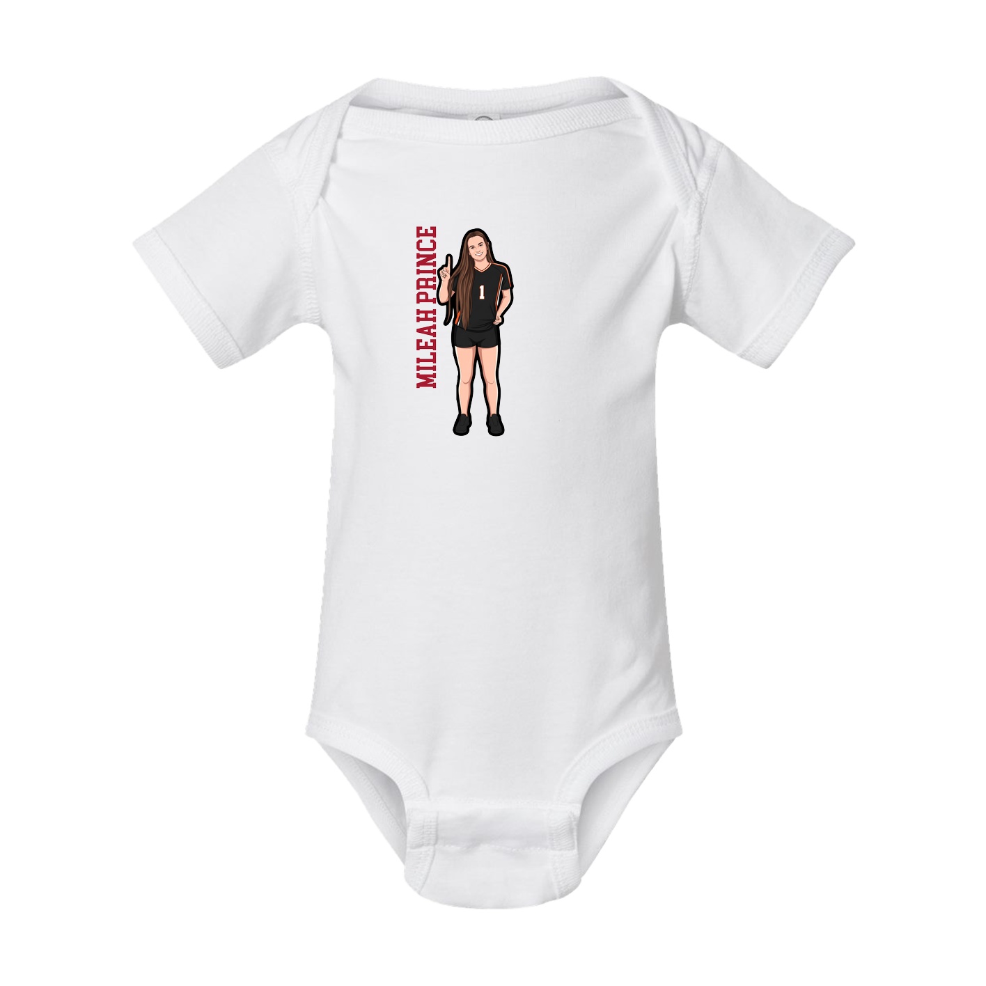 Baby Onesie — Name Vertical in White