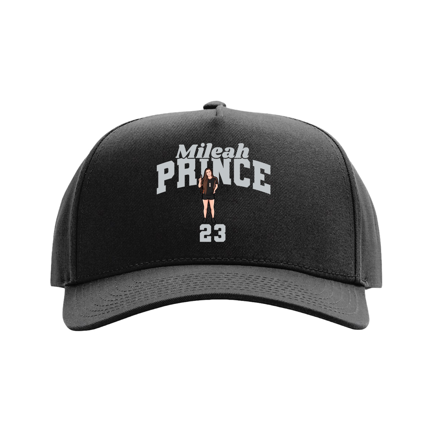 Full Fabric Five-Panel Champ Cap — Signature Arch in Black