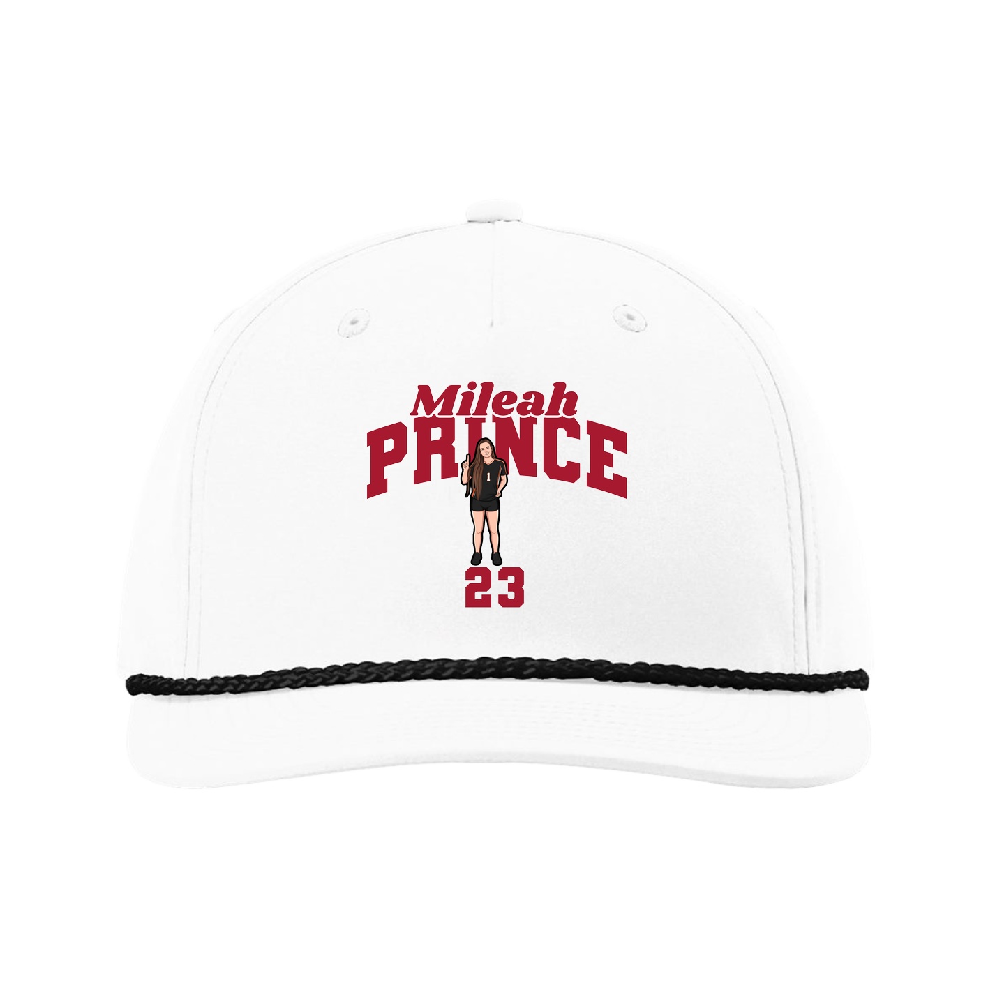 Five-Panel Classic Rope Cap — Signature Arch in White