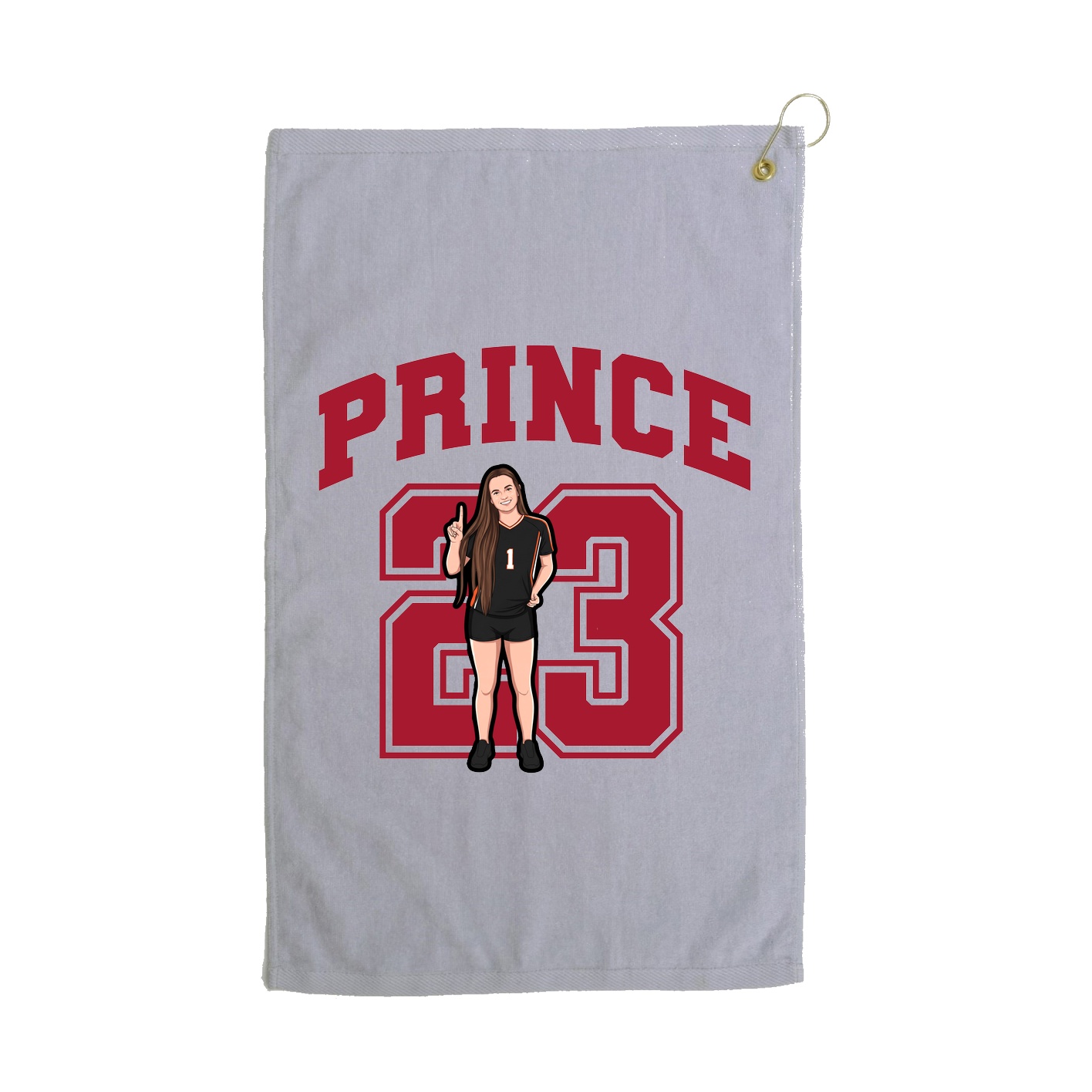 Golf Towel — Number in Grey