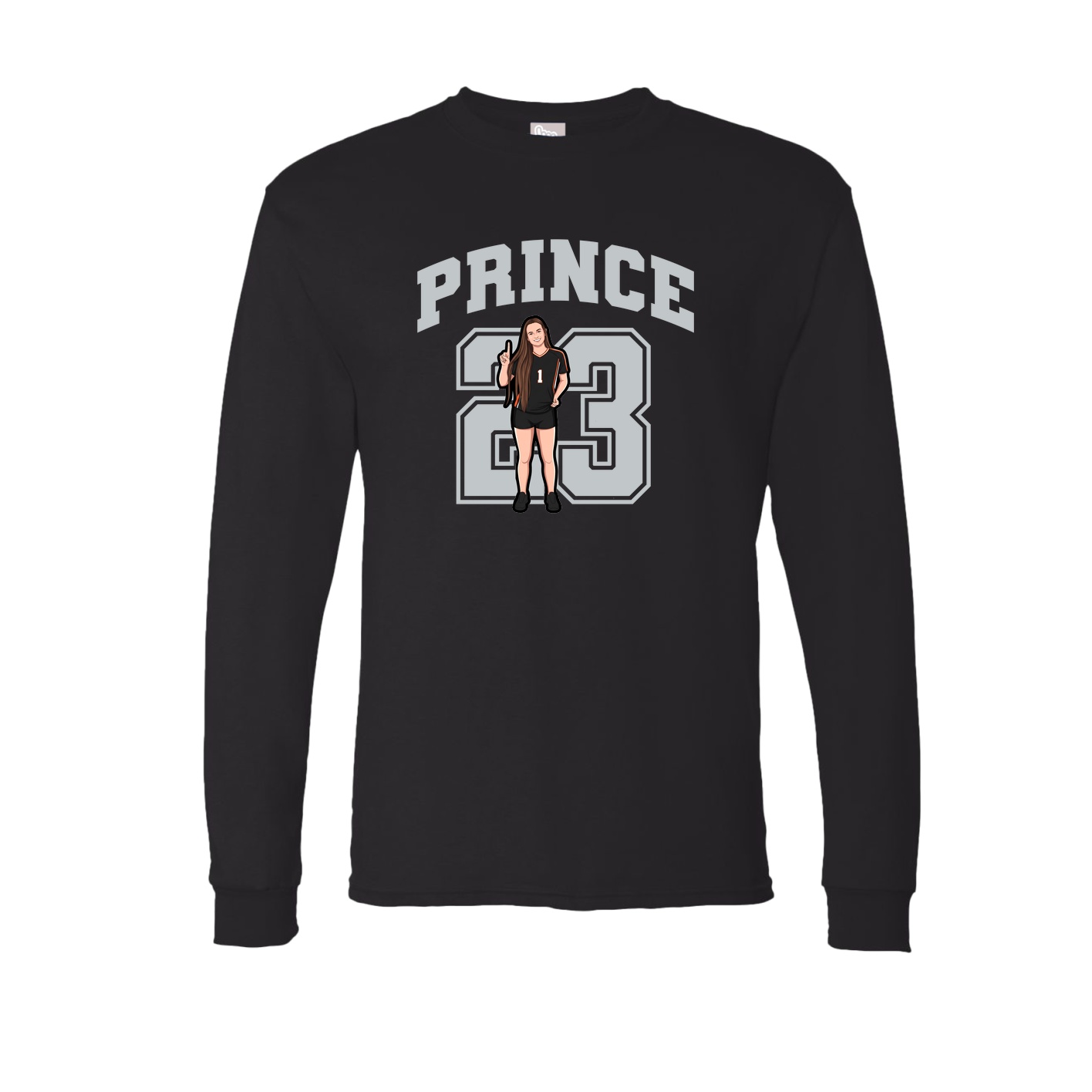 Long Sleeve Tee — Number in Black