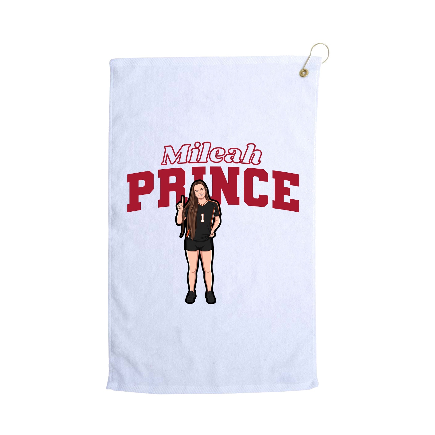 Golf Towel — Name Arch in White
