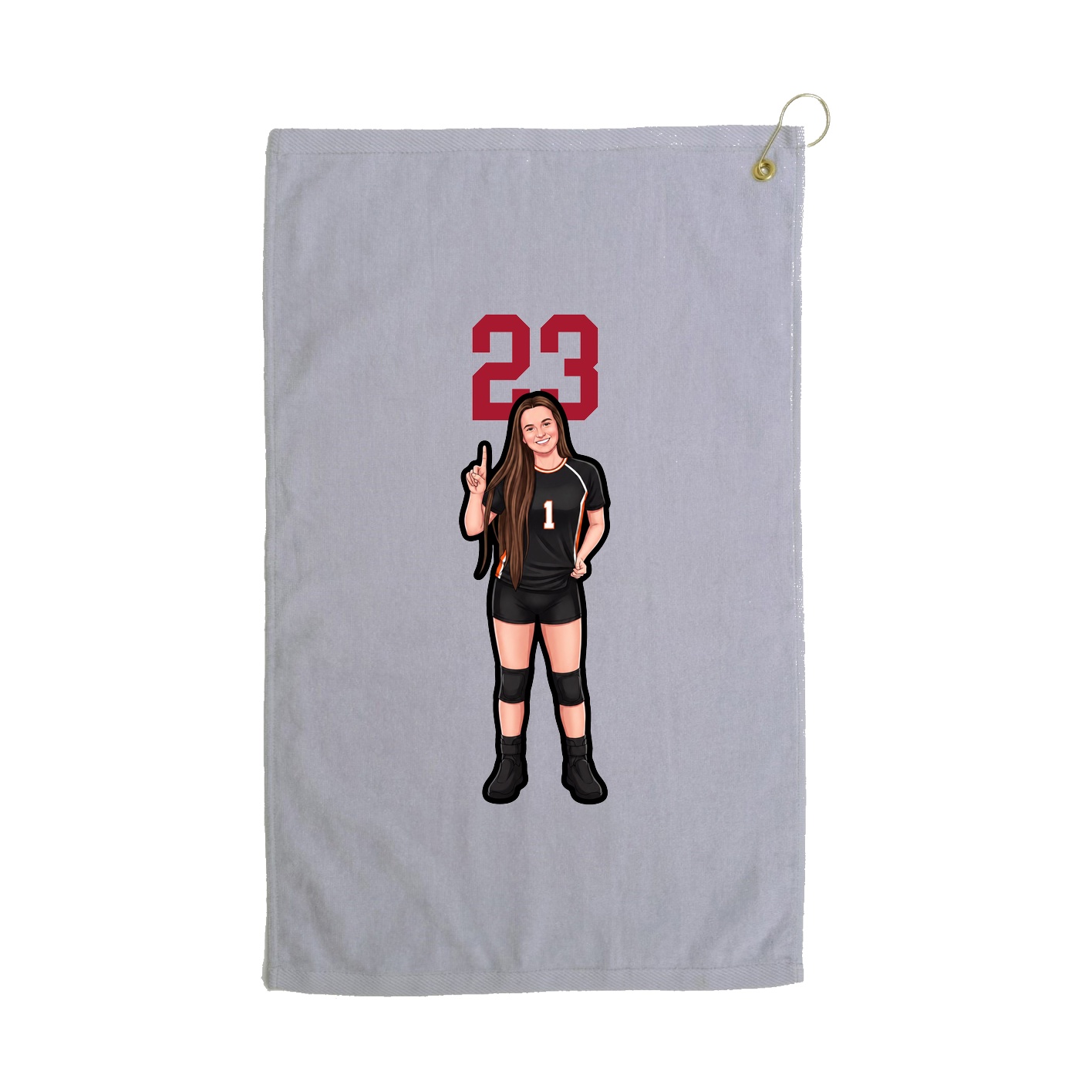 Golf Towel — Number Top in Grey